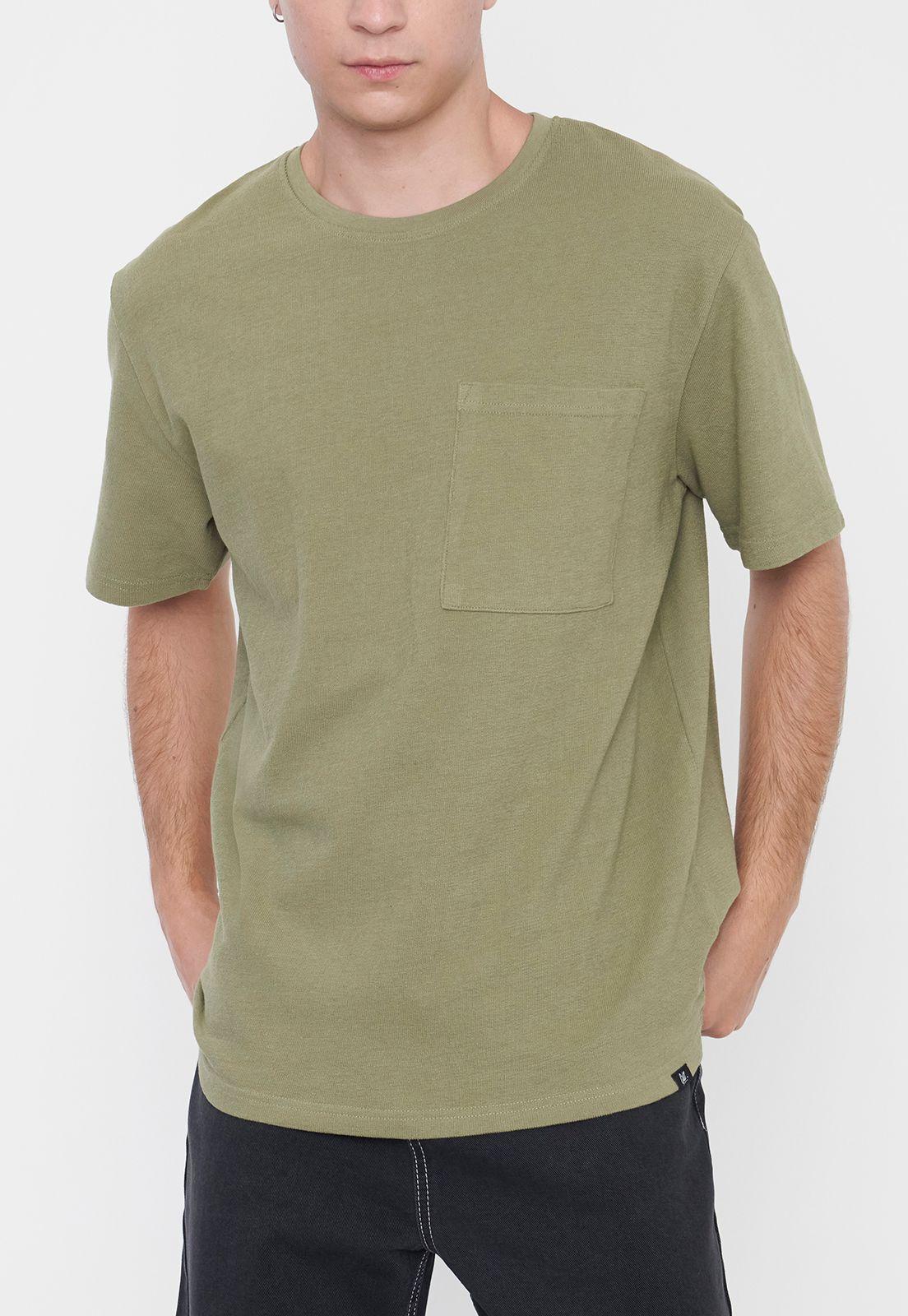 Polera Hombre Tejida Bolsillo Verde Corona-2