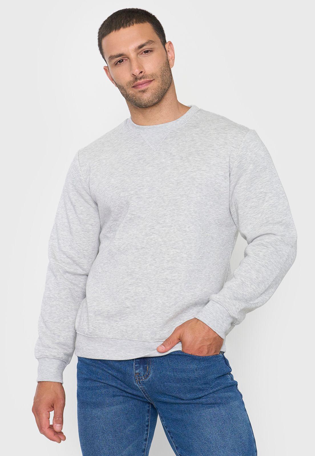 Polerón Hombre R-Neck Costura Gris Corona-0