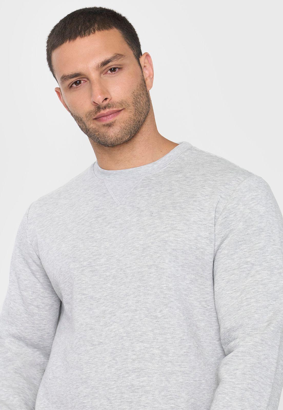 Polerón Hombre R-Neck Costura Gris Corona-2