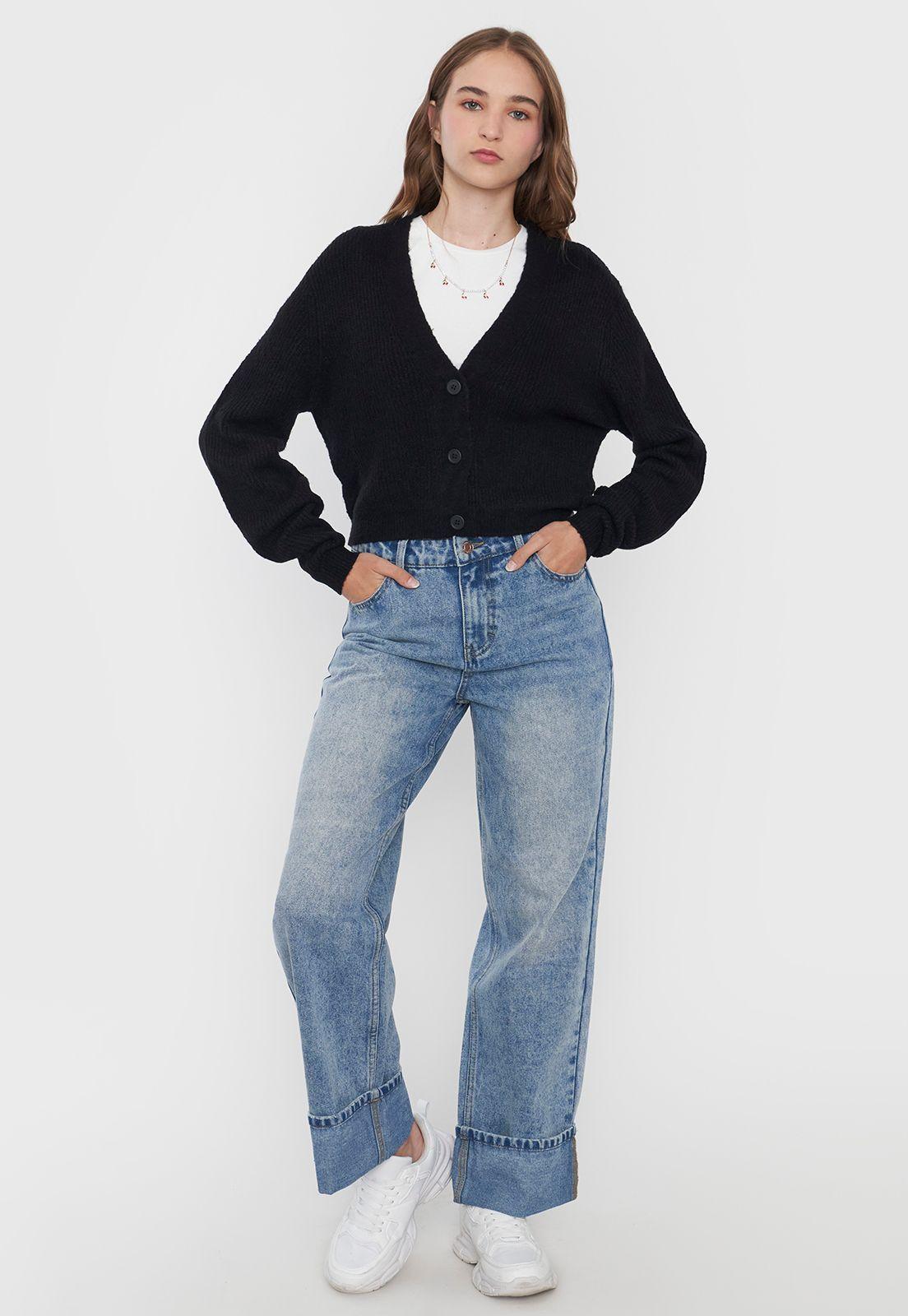 Sweater Mujer Cárdigan Color Negro Corona-3
