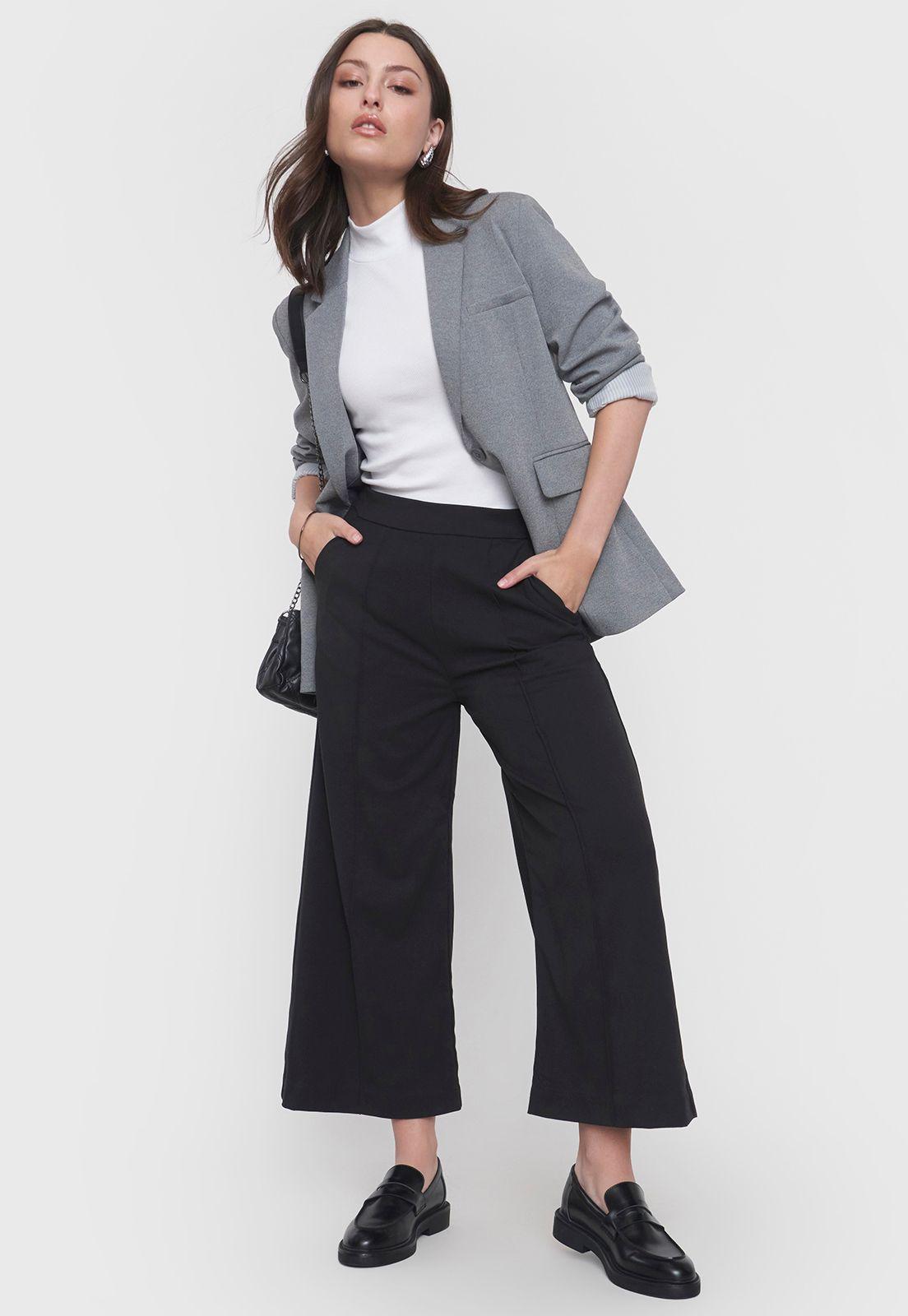 Pantalón Mujer Liso Negro Culotte Corona-0