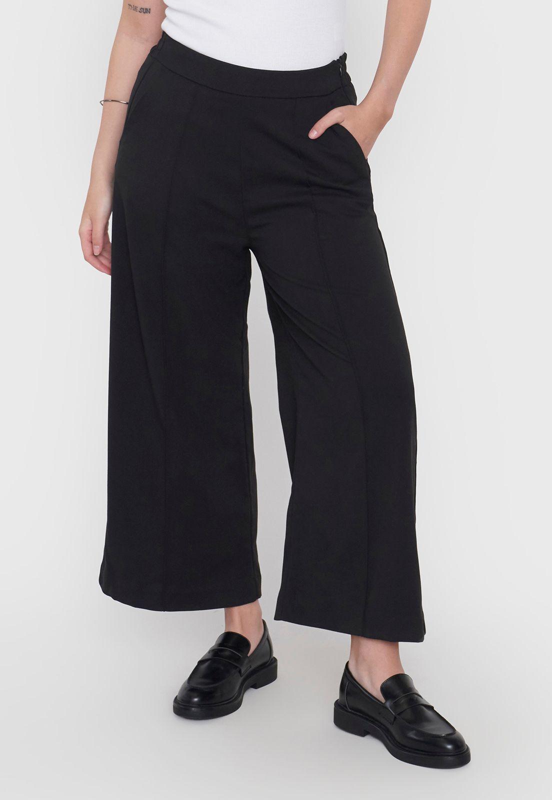Pantalón Mujer Liso Negro Culotte Corona-1