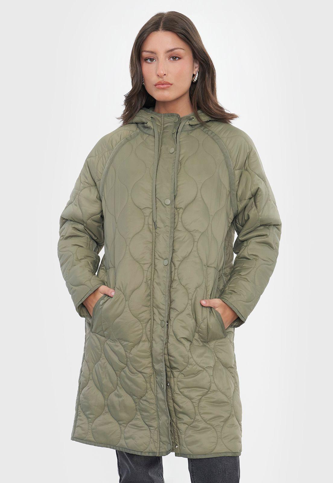 Parka Mujer Larga Quilt Verde Oliva Corona-1
