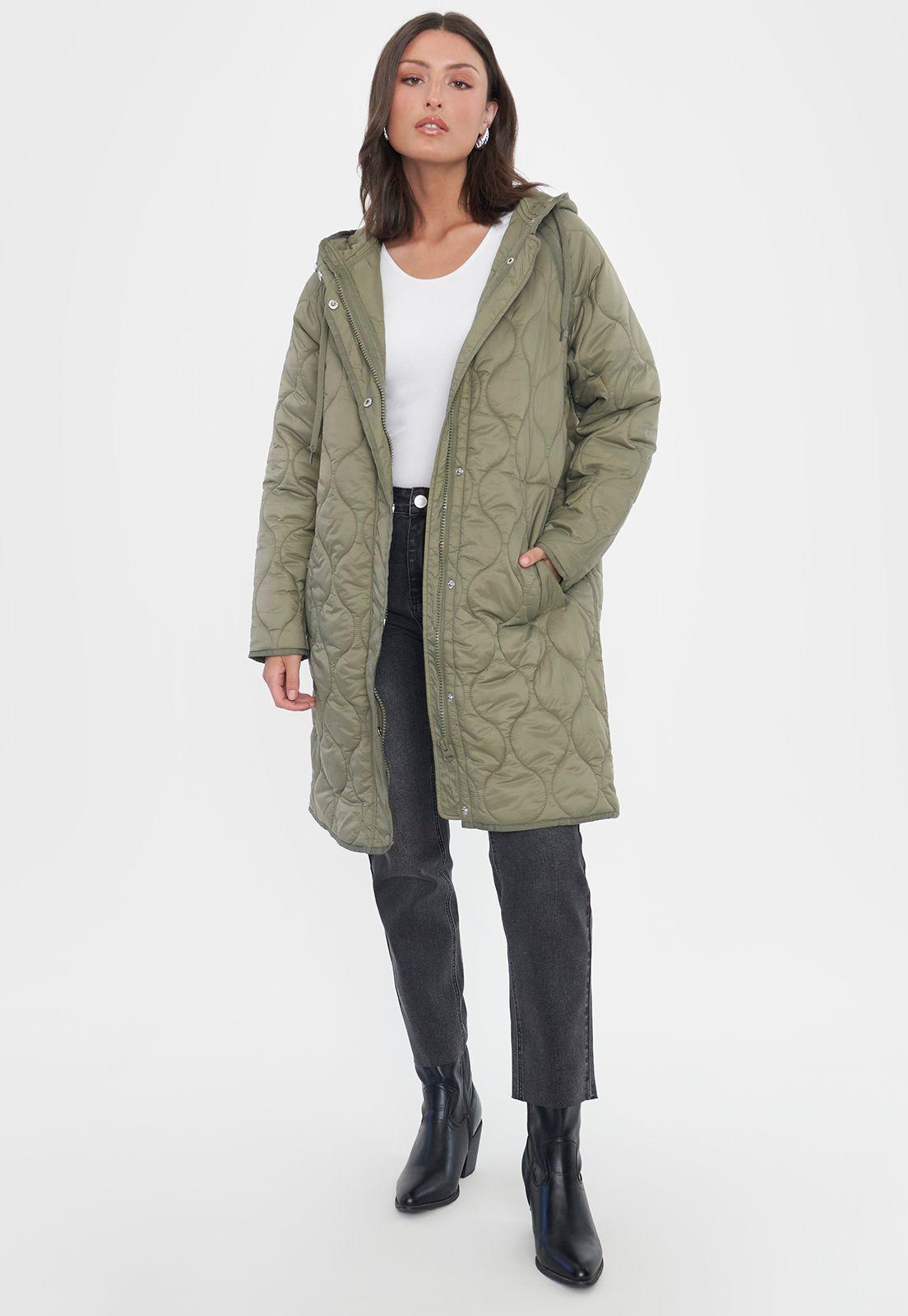 Parka Mujer Larga Quilt Verde Oliva Corona-3
