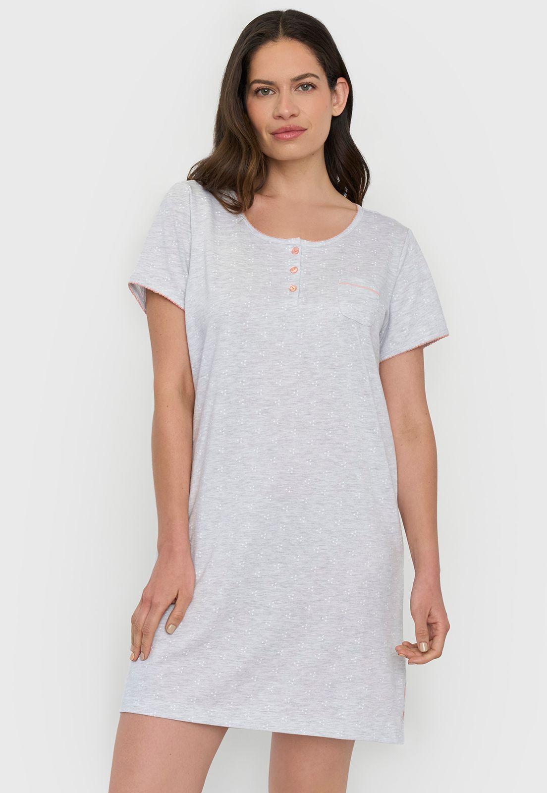 Camisa Mujer Manga Corta Miniprint Gris Corona-0