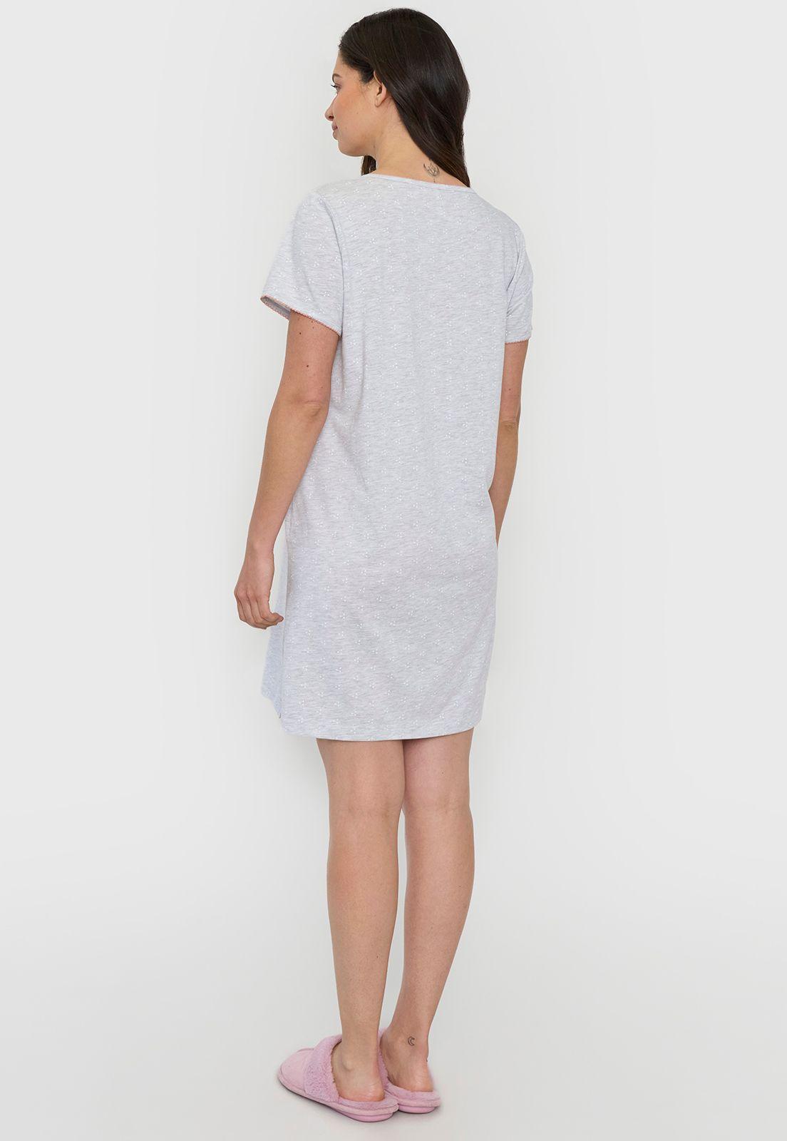 Camisa Mujer Manga Corta Miniprint Gris Corona-1