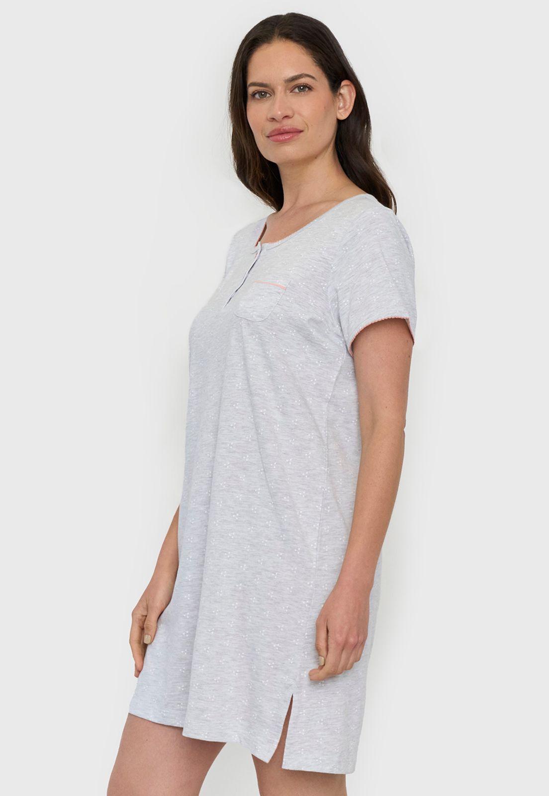 Camisa Mujer Manga Corta Miniprint Gris Corona-2