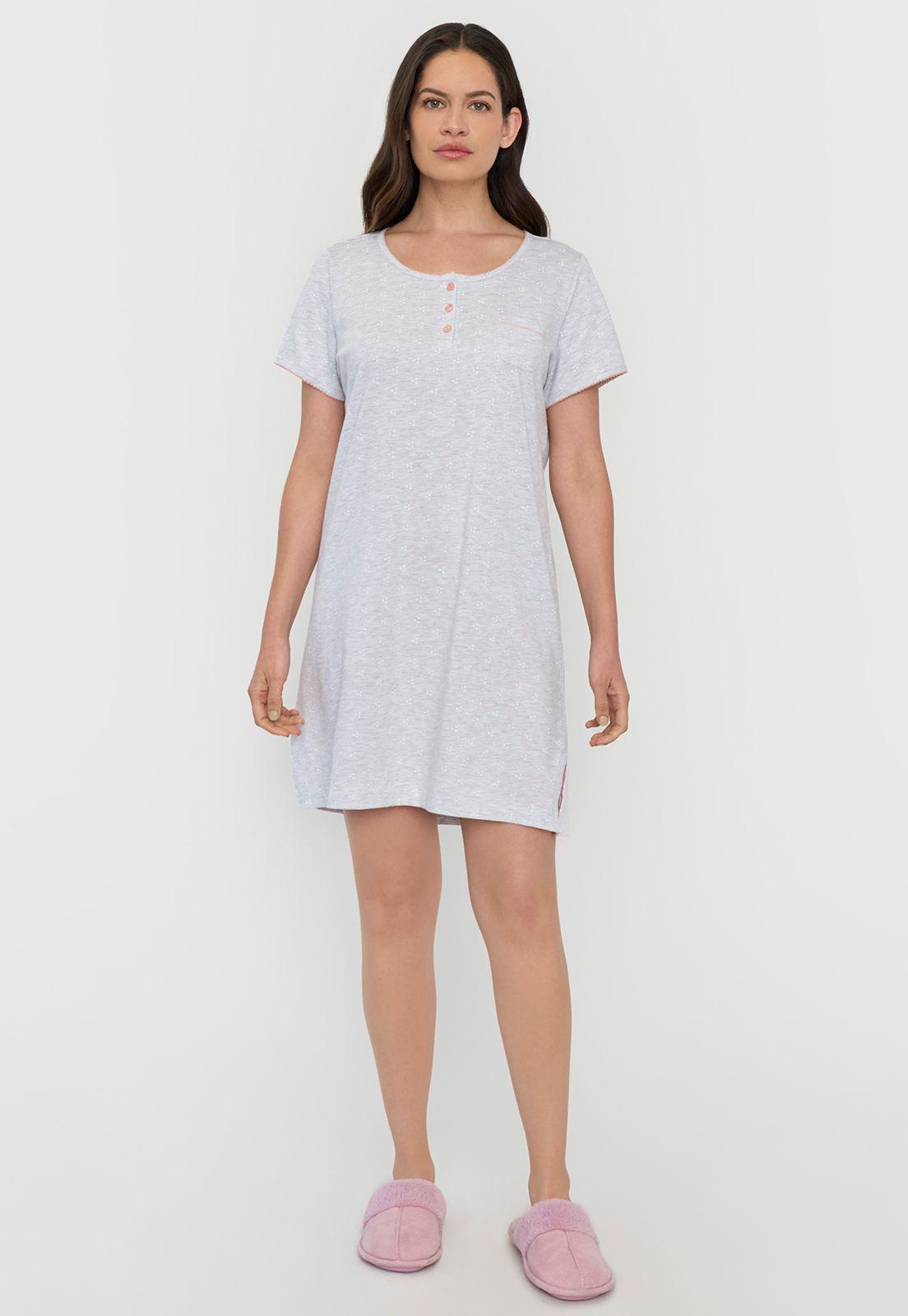 Camisa Mujer Manga Corta Miniprint Gris Corona-3