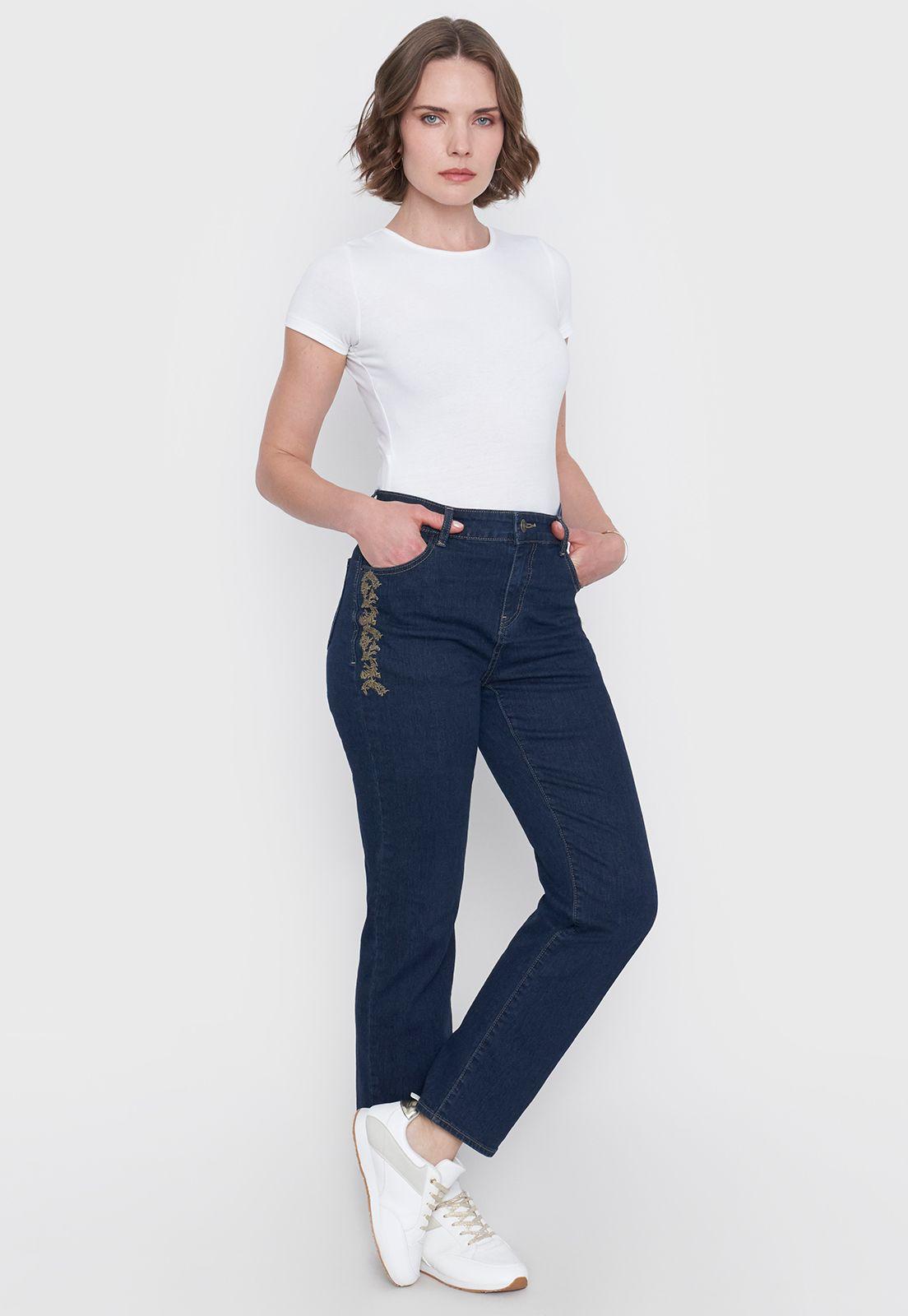 Jeans Mujer Detalle Azul Oscuro Corona-0