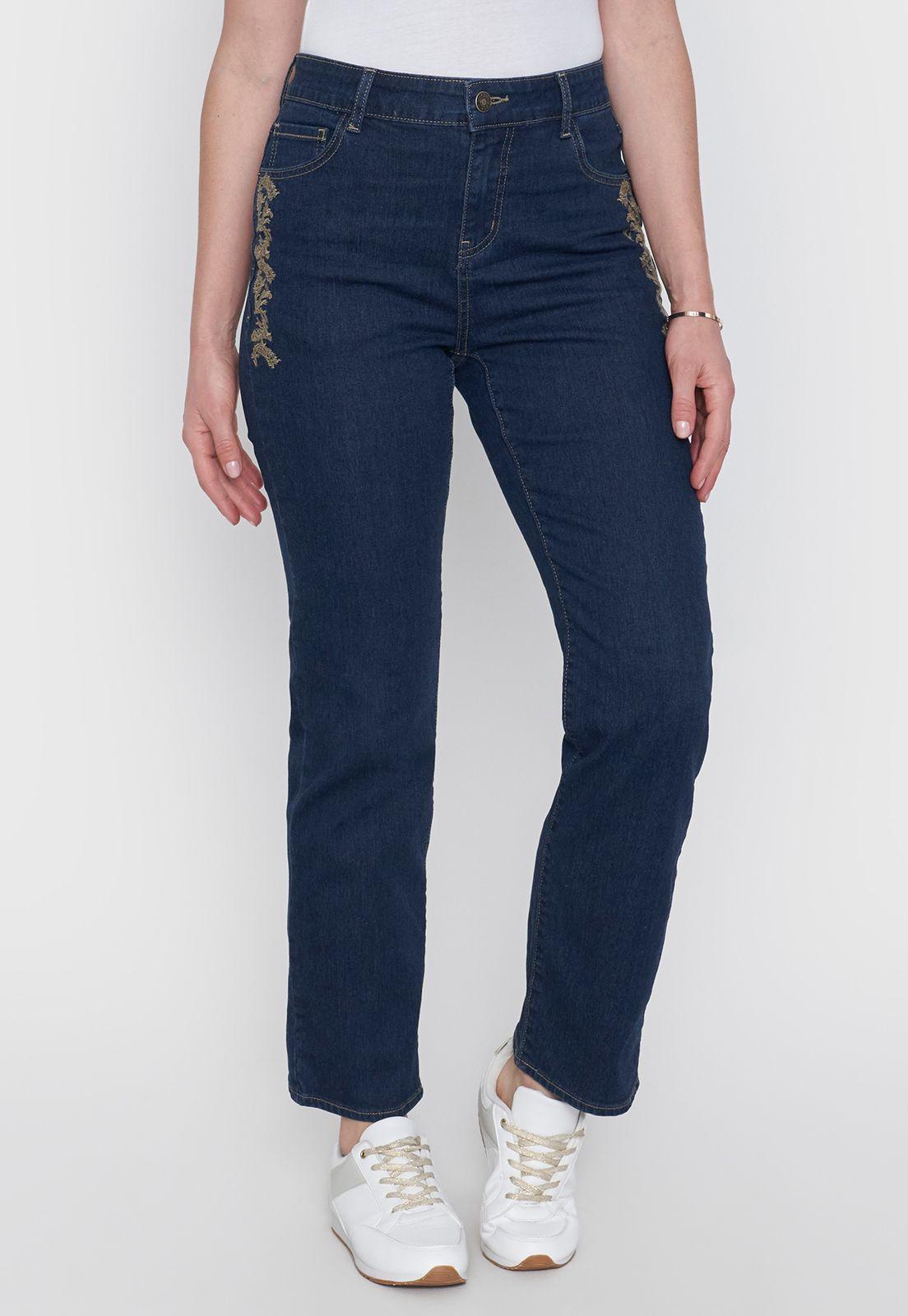 Jeans Mujer Detalle Azul Oscuro Corona-1