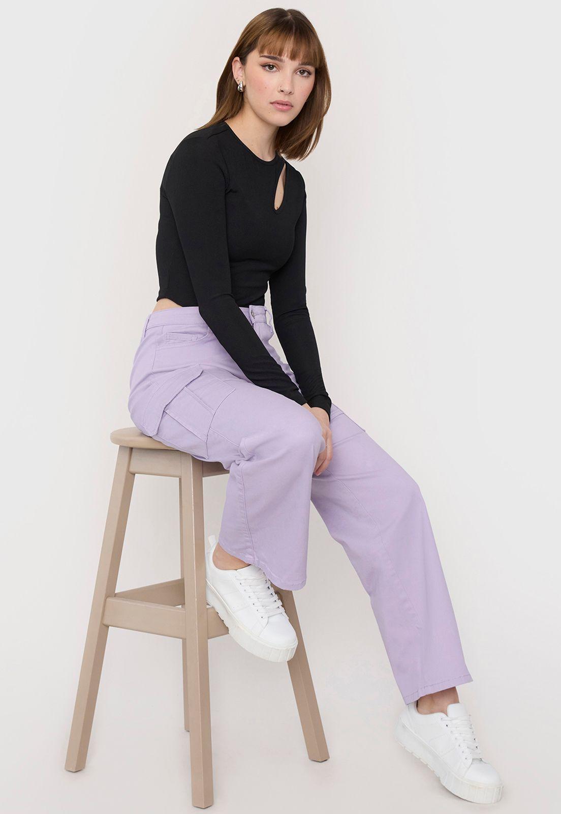 Pantalón Mujer Cargo Stretch Lila Corona-0