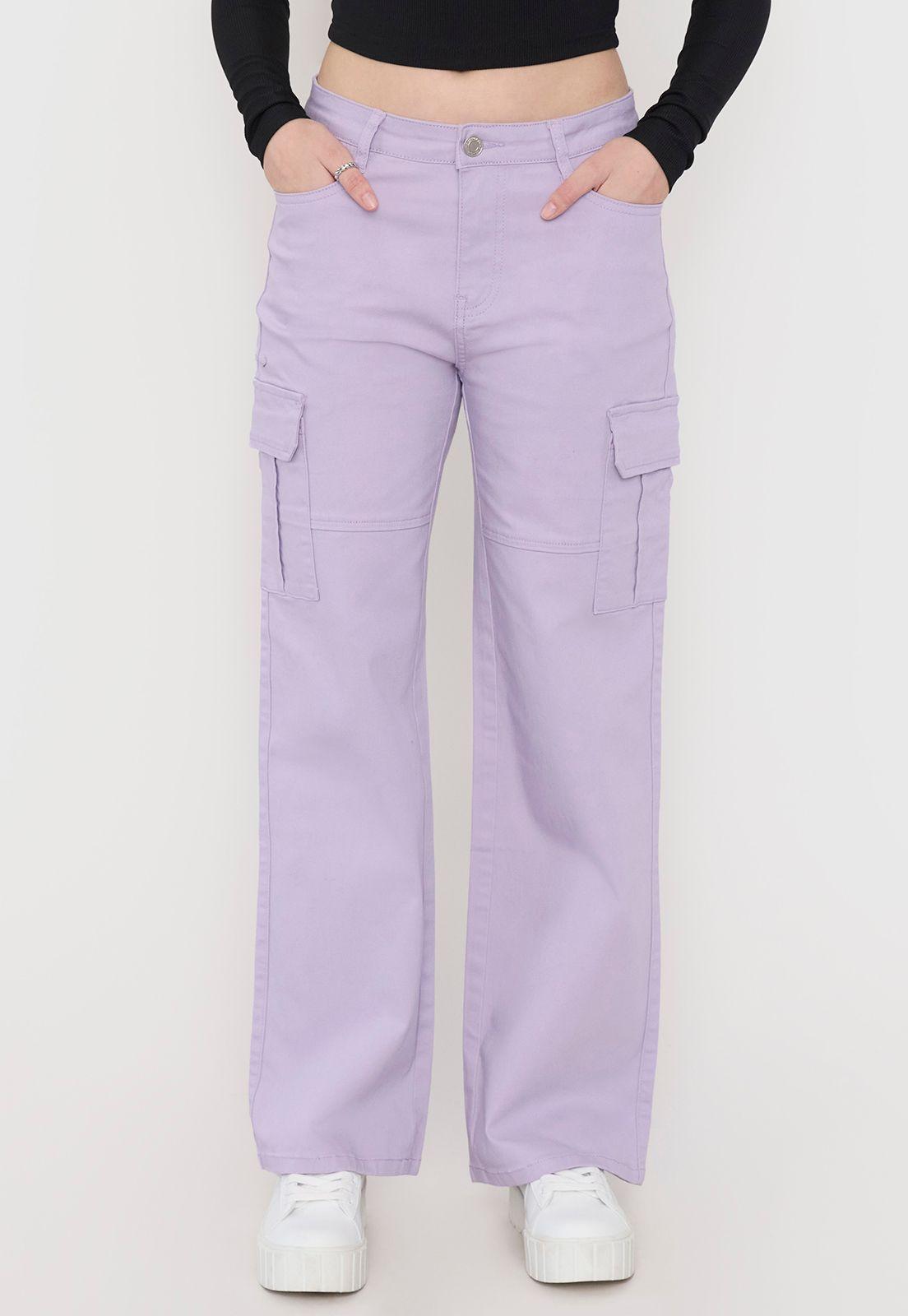 Pantalón Mujer Cargo Stretch Lila Corona-1