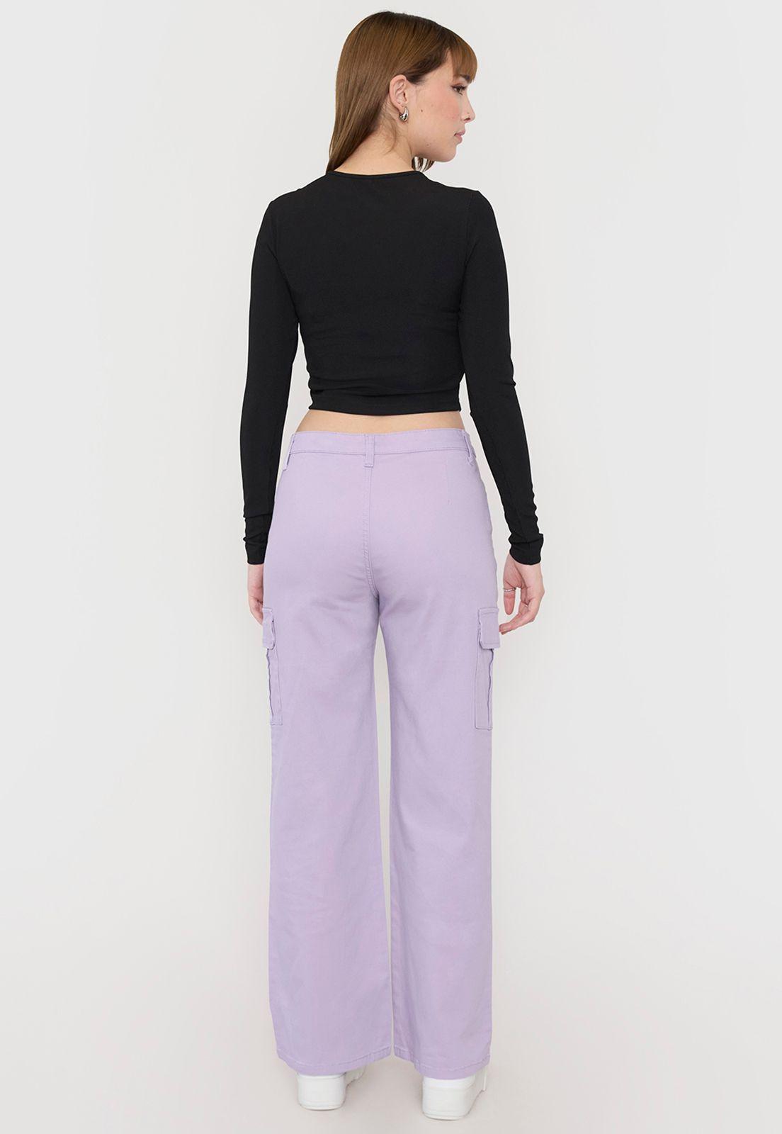 Pantalón Mujer Cargo Stretch Lila Corona-2