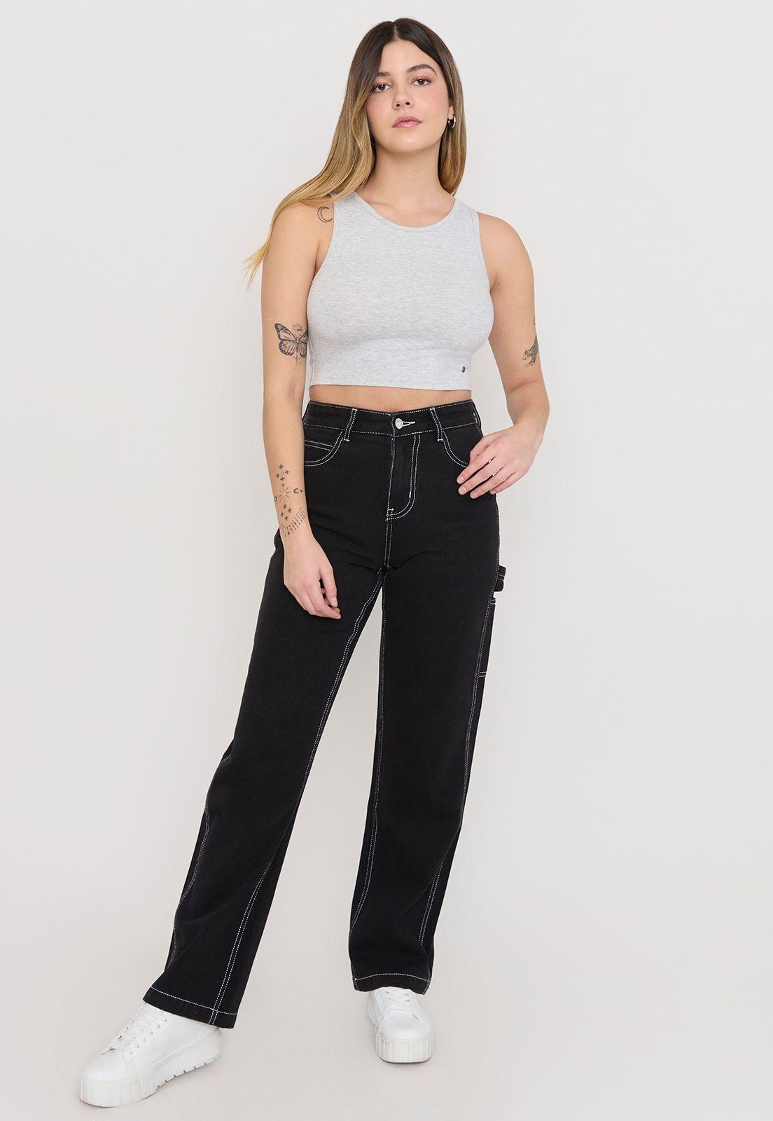 Polera Mujer Sin Mangas Crop Gris Melange Corona-3