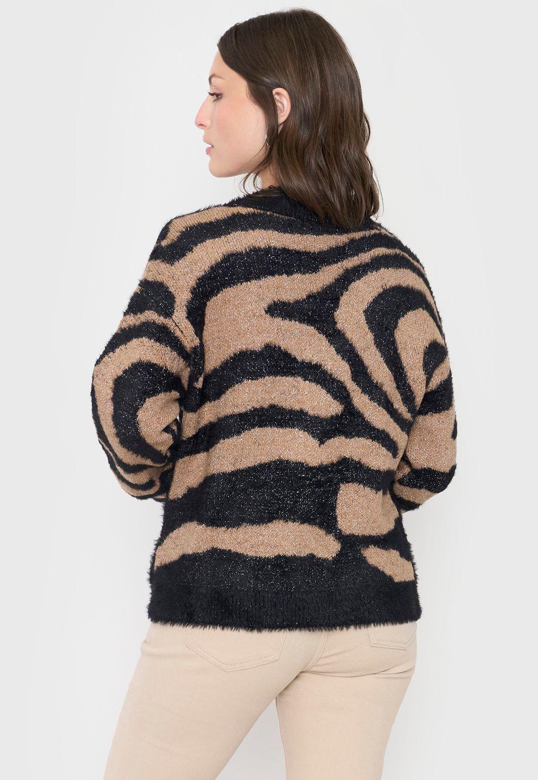 Cardigán Mujer Lurex Print Café Corona-1