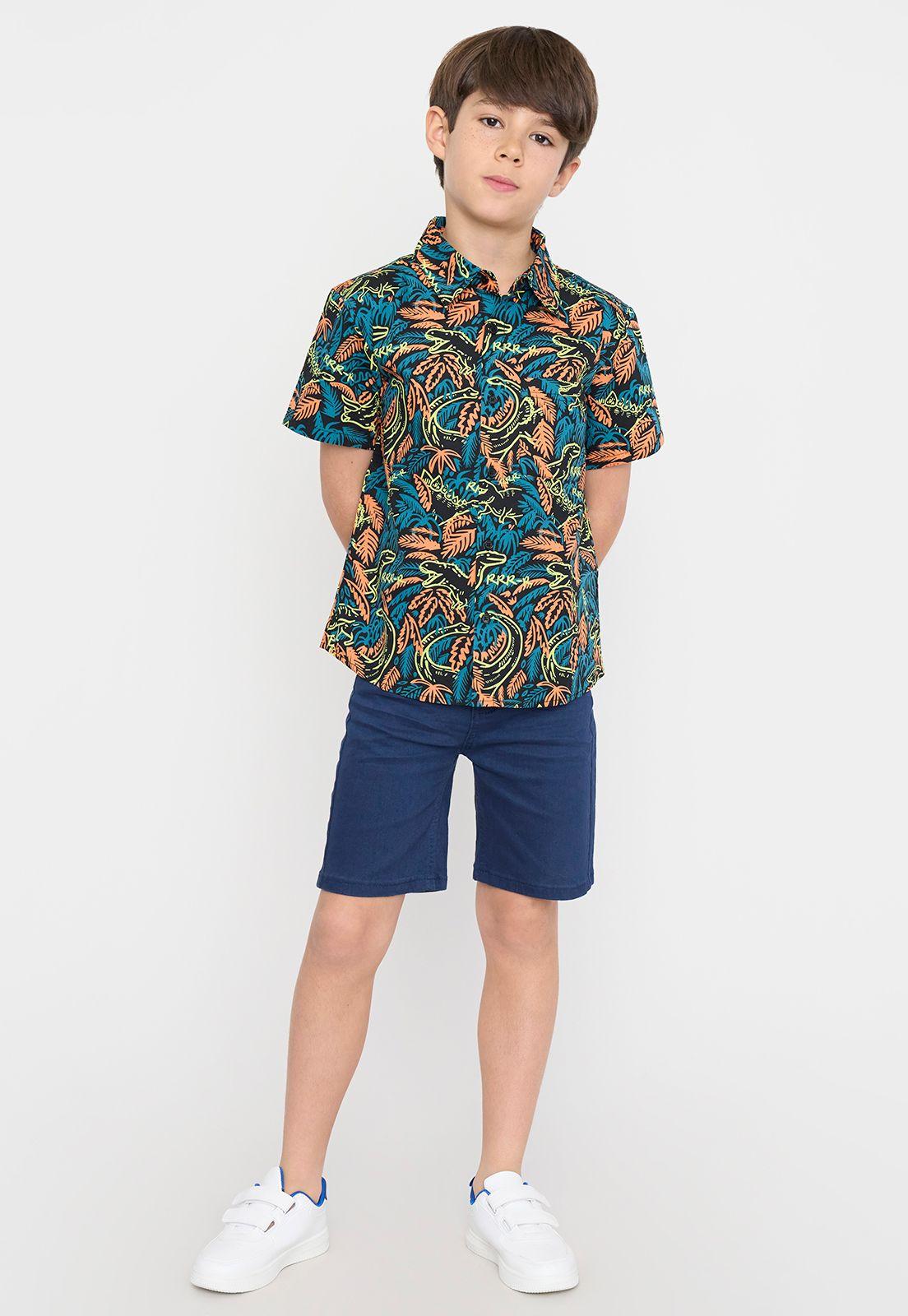 Camisa Niño Kids Fullprint Negro Corona-3