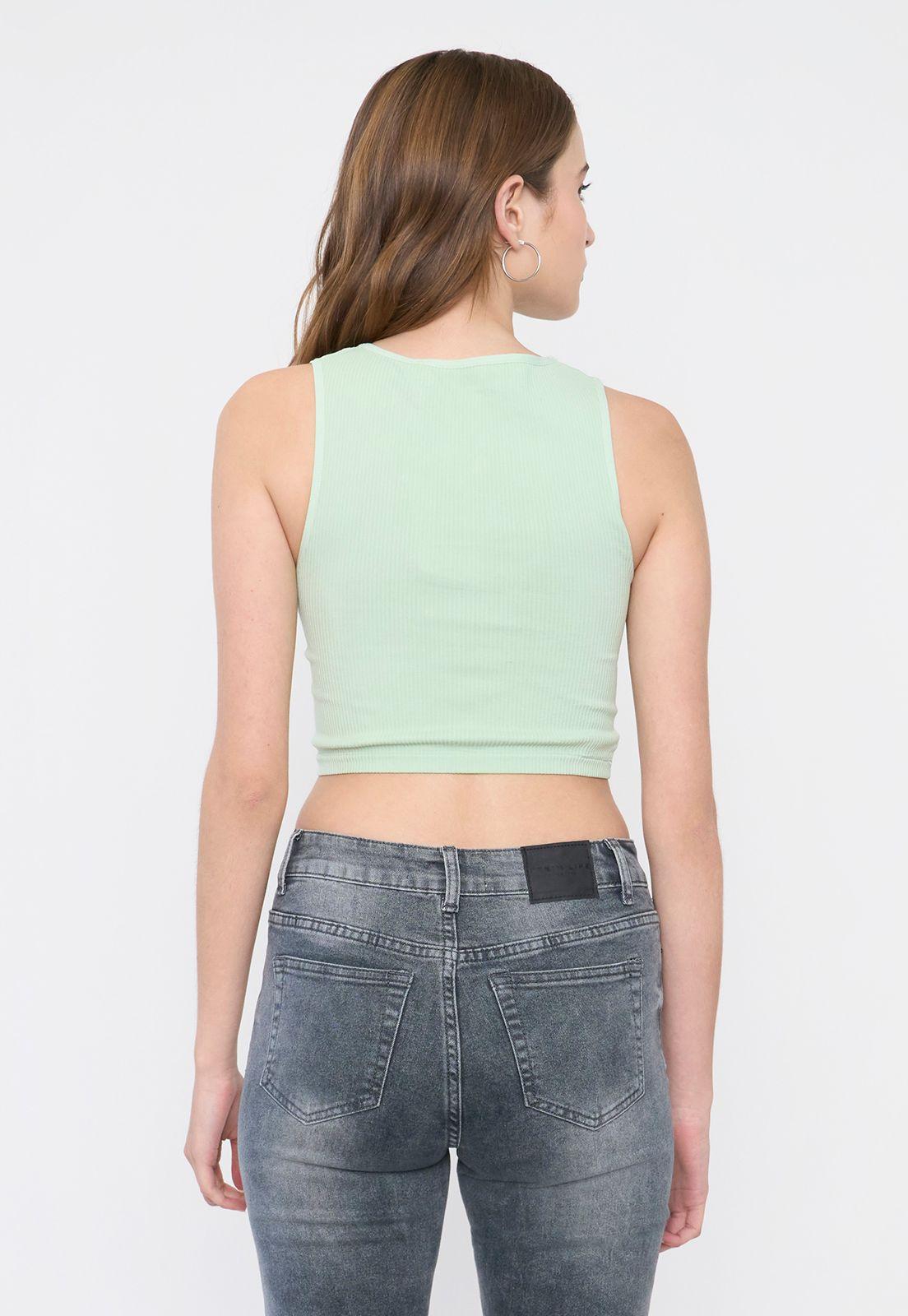 Polera Mujer Sin Mangas Cuello Halter Verde Corona-1