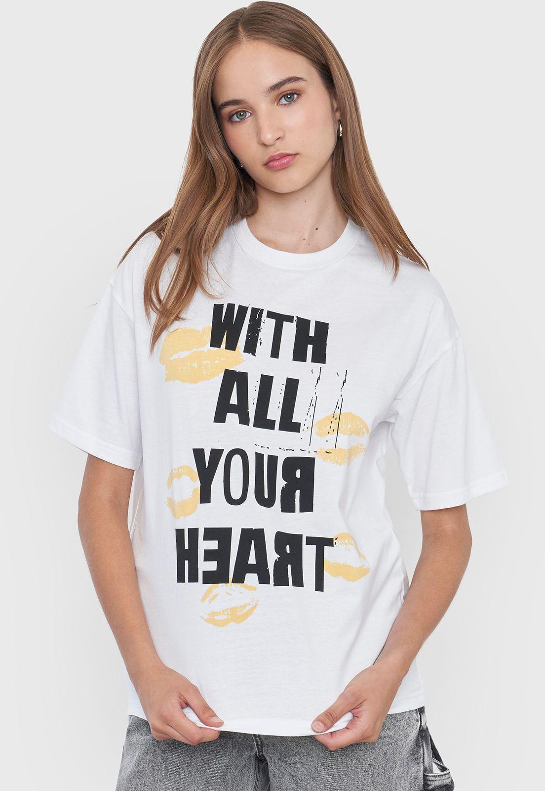 Polera Mujer Blanco Oversize Corona-2