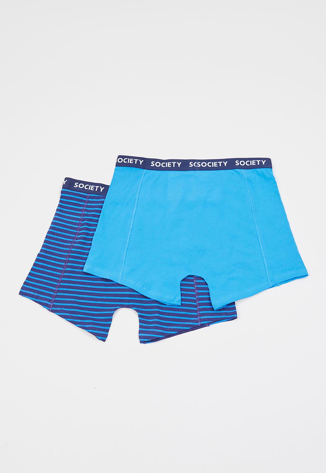 Bóxer Hombre Bipack Azul Líneas Corona-1