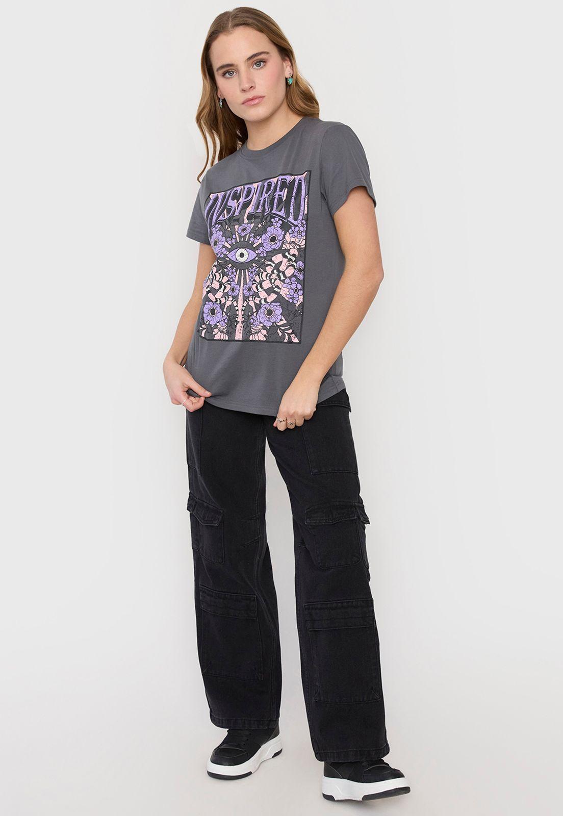 Polera Mujer Fun Oversize M/C Gris Corona-3