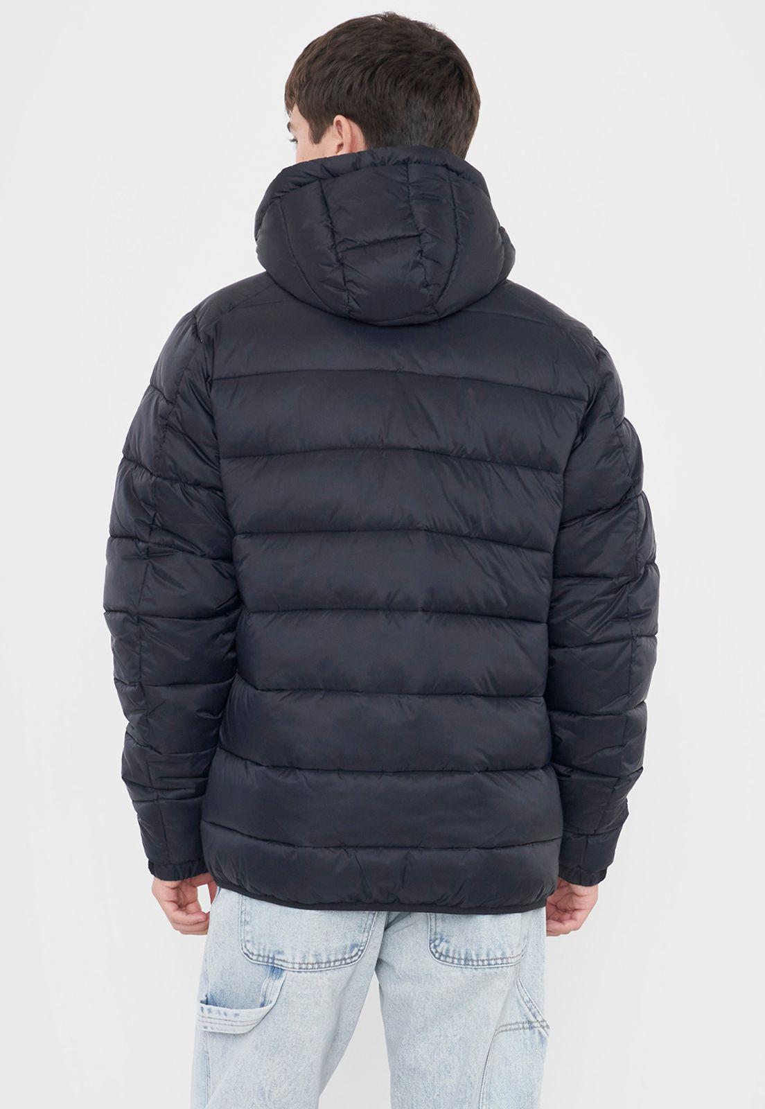 Parka Hombre Lisa Cierre Color Negro Corona-1