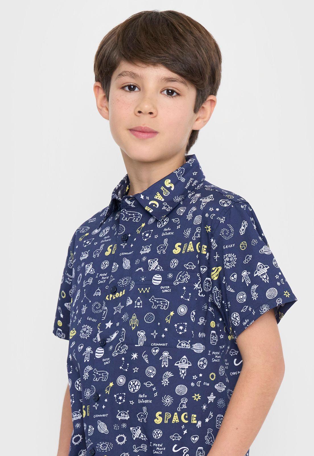 Camisa Niño Kids Fullprint Azul Corona-2