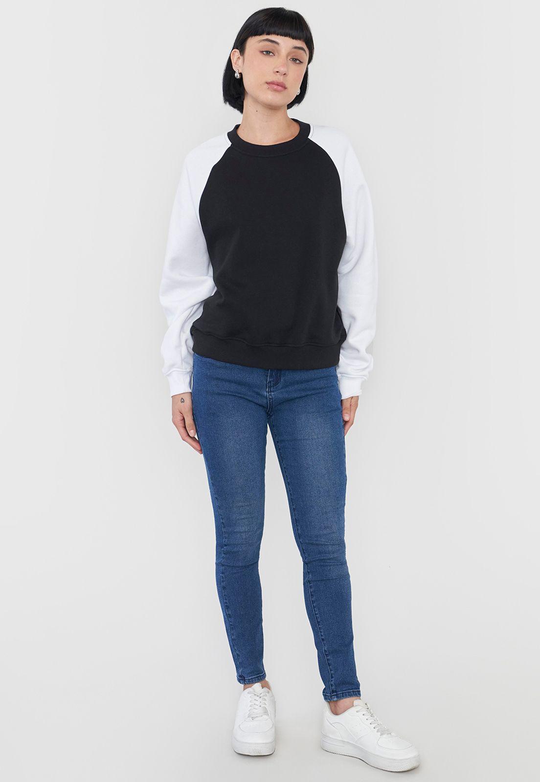 Polerón Mujer Bicolor Negro Corona-3