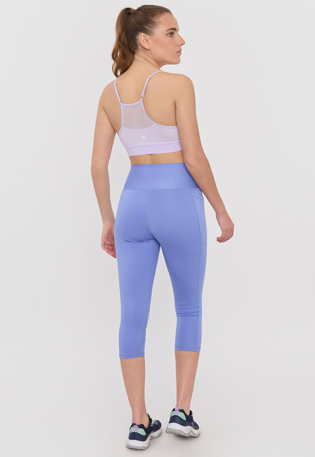 Calza Deportiva Mujer Crop Malla Celeste Corona-2