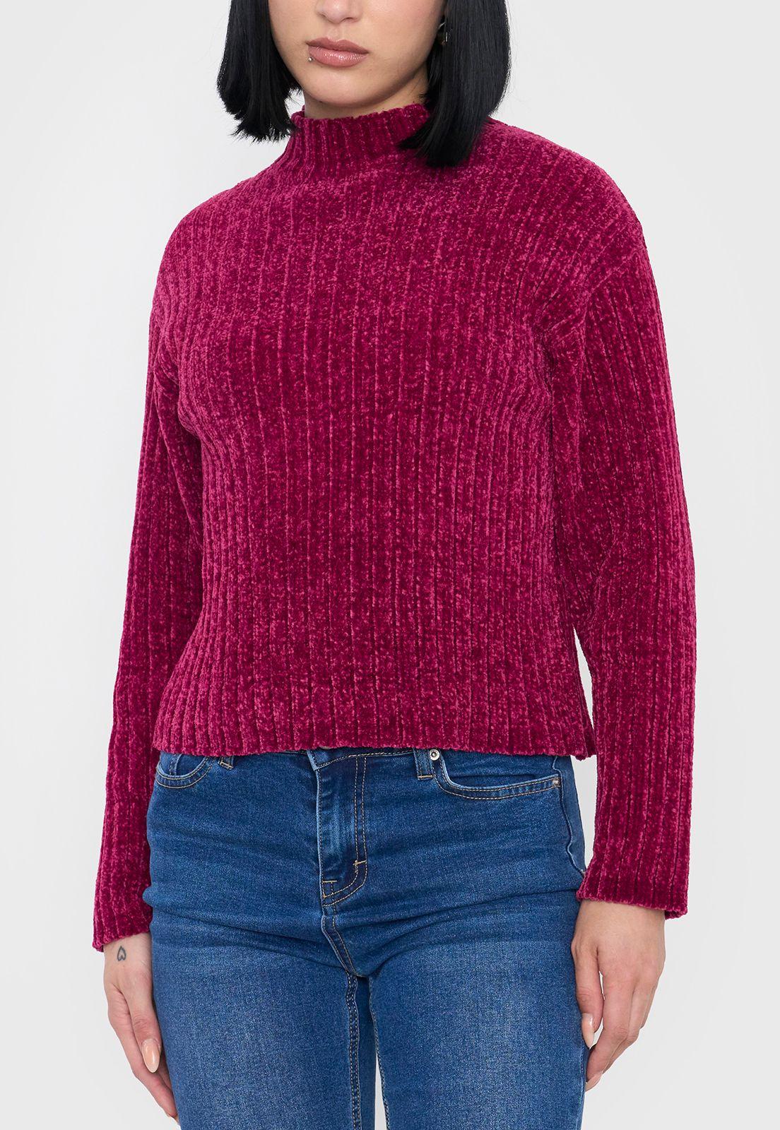 Sweater Mujer Chenille Rib Guinda Corona-2