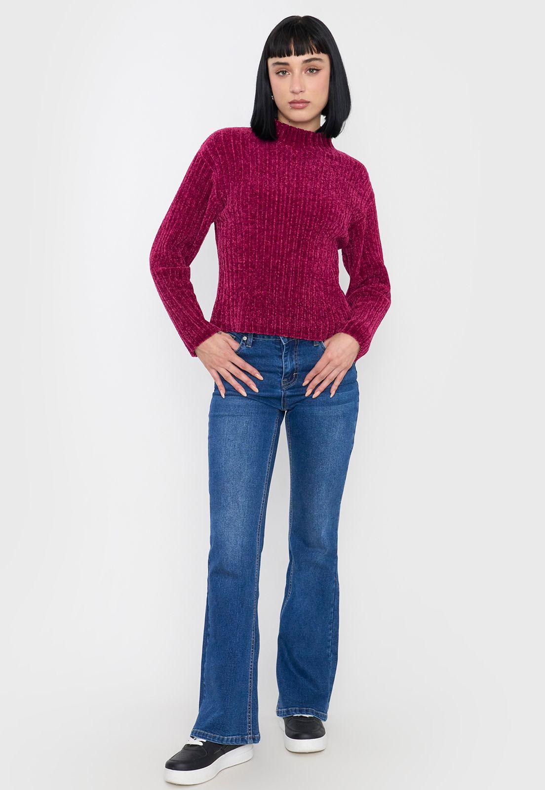 Sweater Mujer Chenille Rib Guinda Corona-3