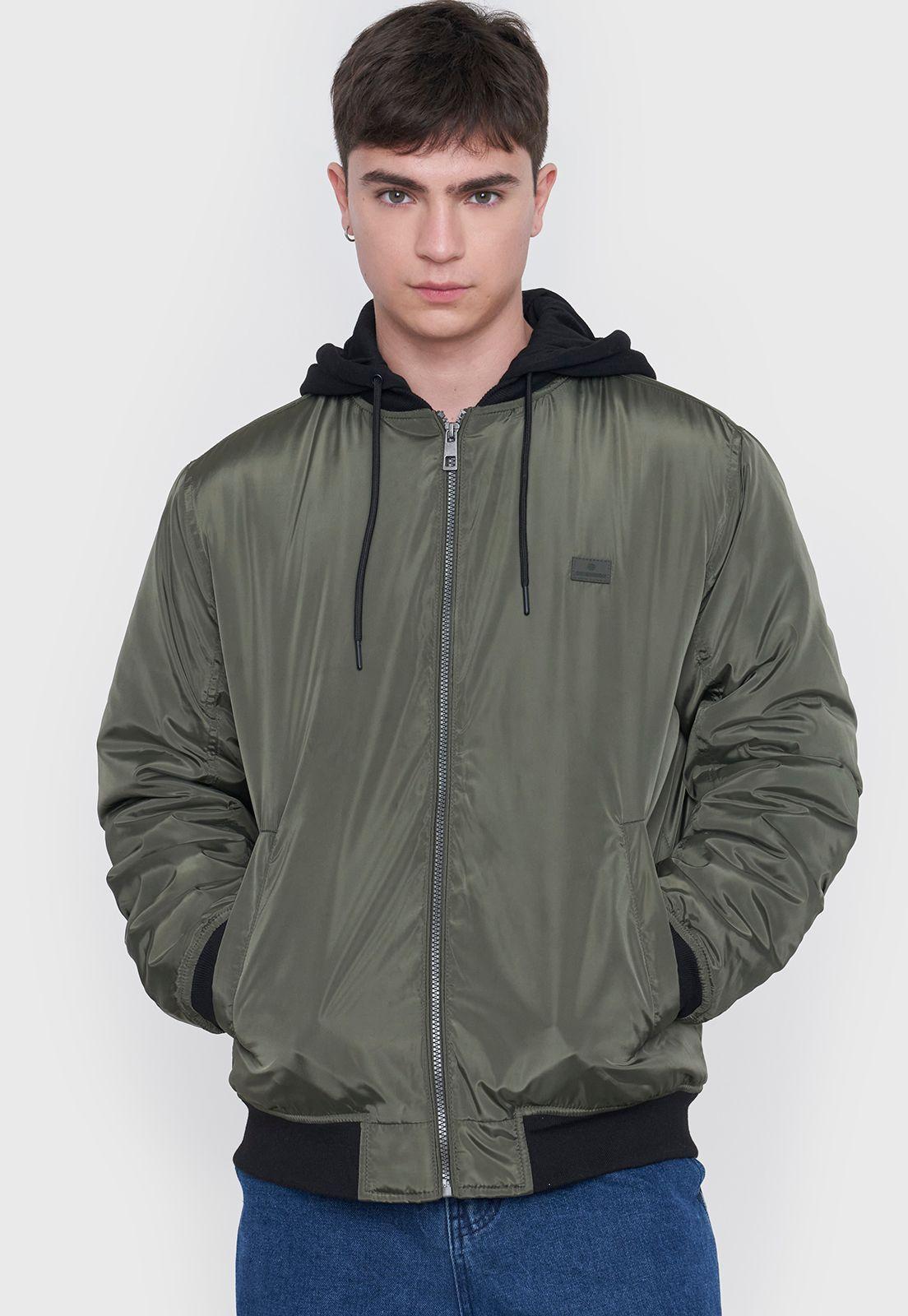 Casaca Bomber Hombre Hoodie Verde Corona-2