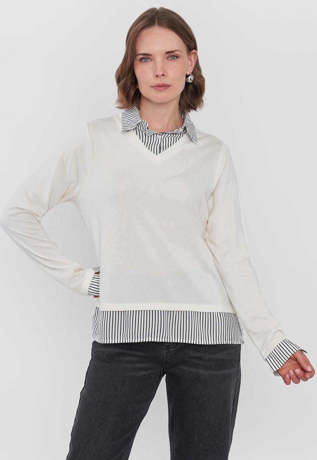 Sweater Mujer Camant Blusa Ecru Corona-0