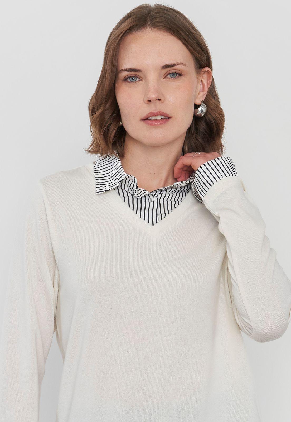 Sweater Mujer Camant Blusa Ecru Corona-2