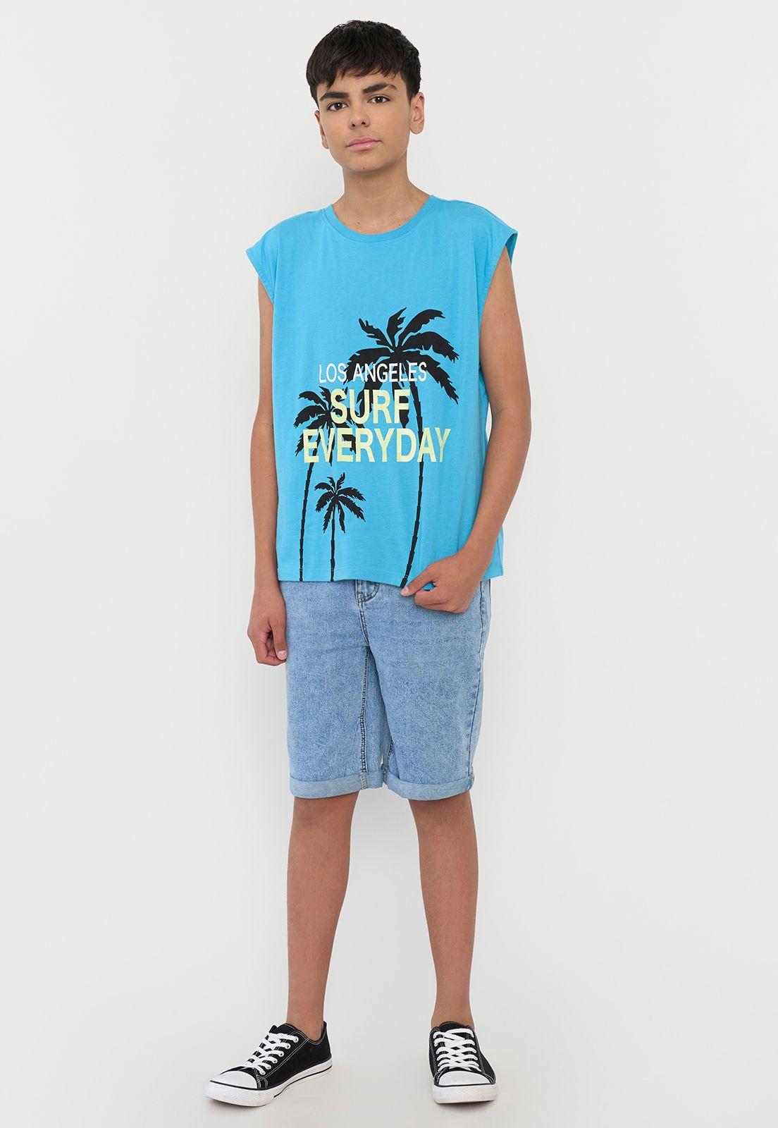Polera Niño Teen Tank Celeste Corona-3