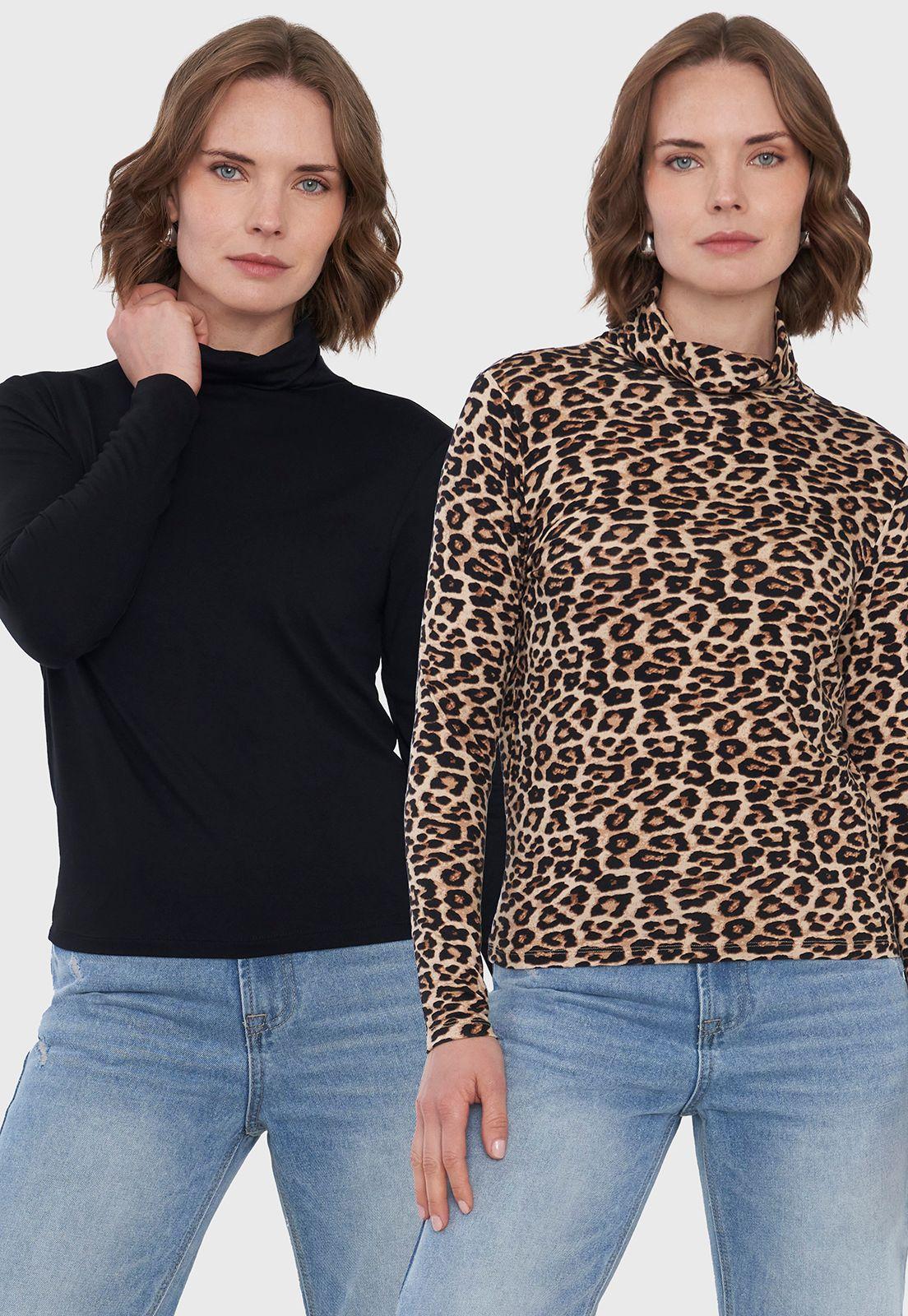 Beatle Mujer Bipack Negro/Animal Print Corona-0