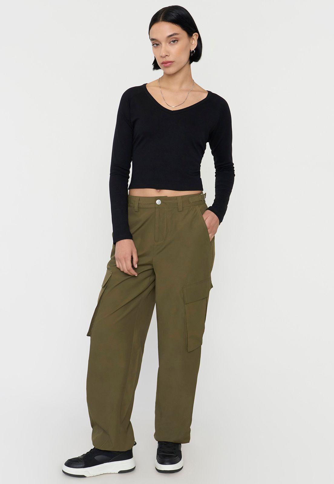Polera Mujer M/L Cuello V Negro Corona-3