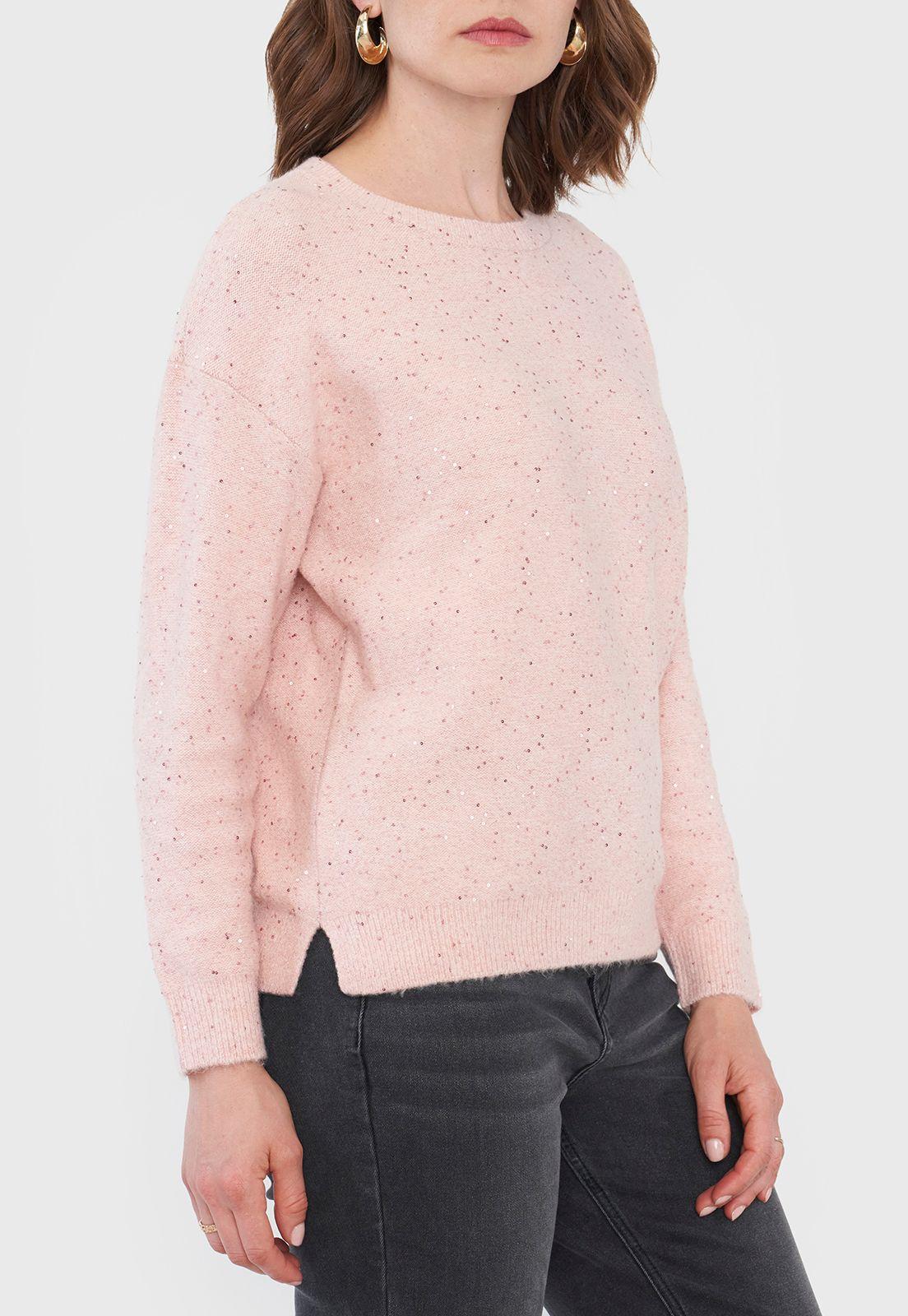 Sweater Mujer Lurex Lentejuelas Rosado Corona-2