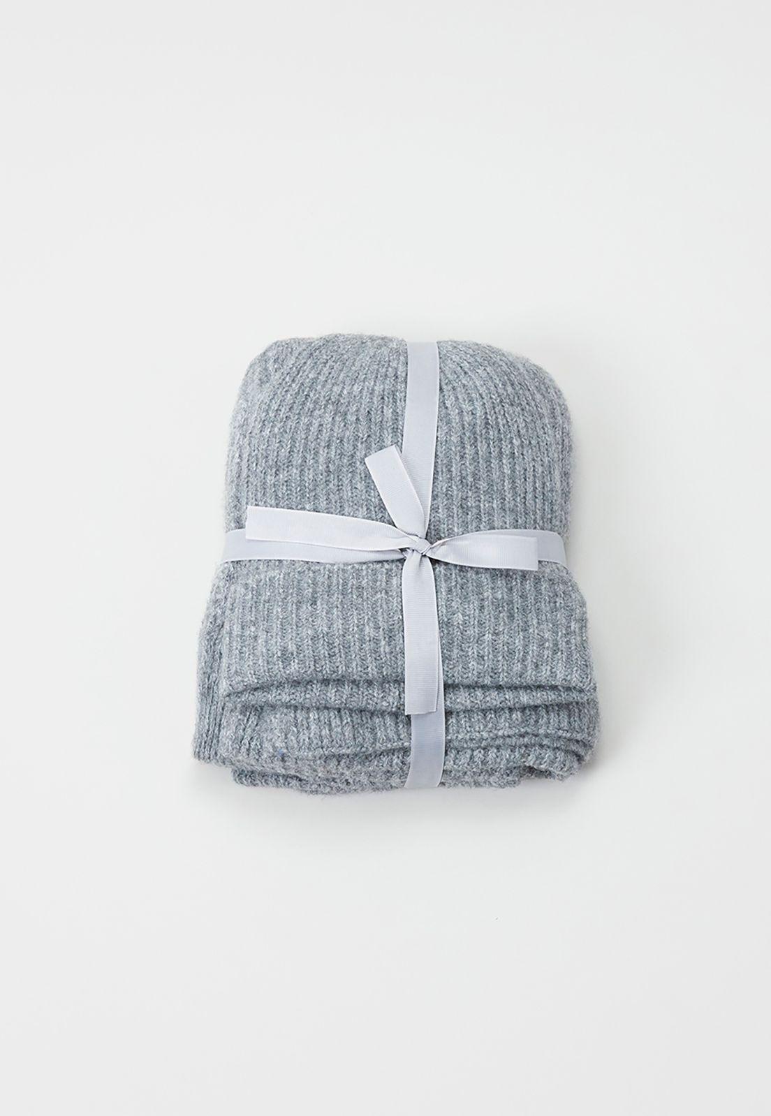 Bufanda Mujer Pack Gorro Mujer Gris Melange Corona-3