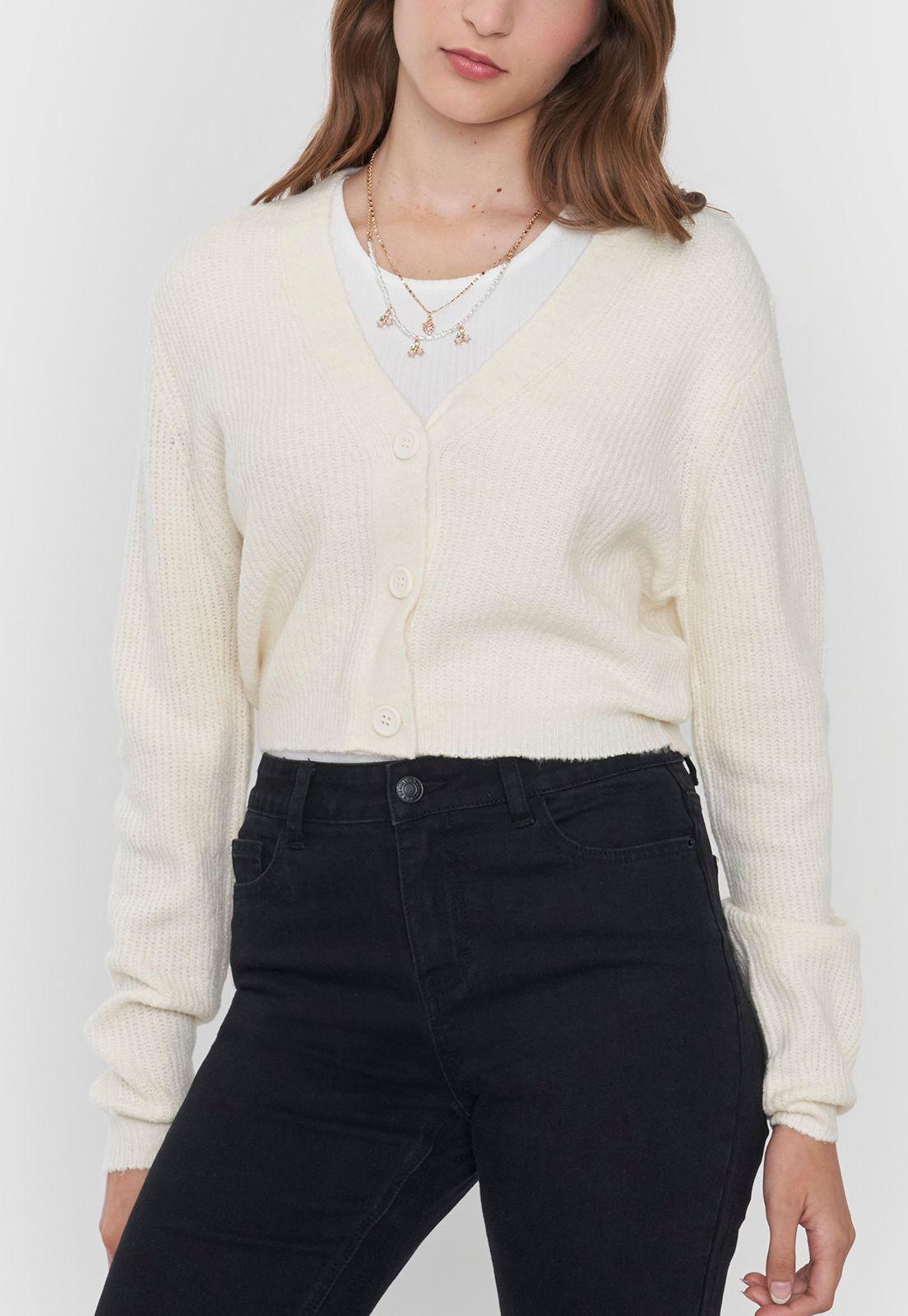 Sweater Mujer Cárdigan Ecru Corona-2