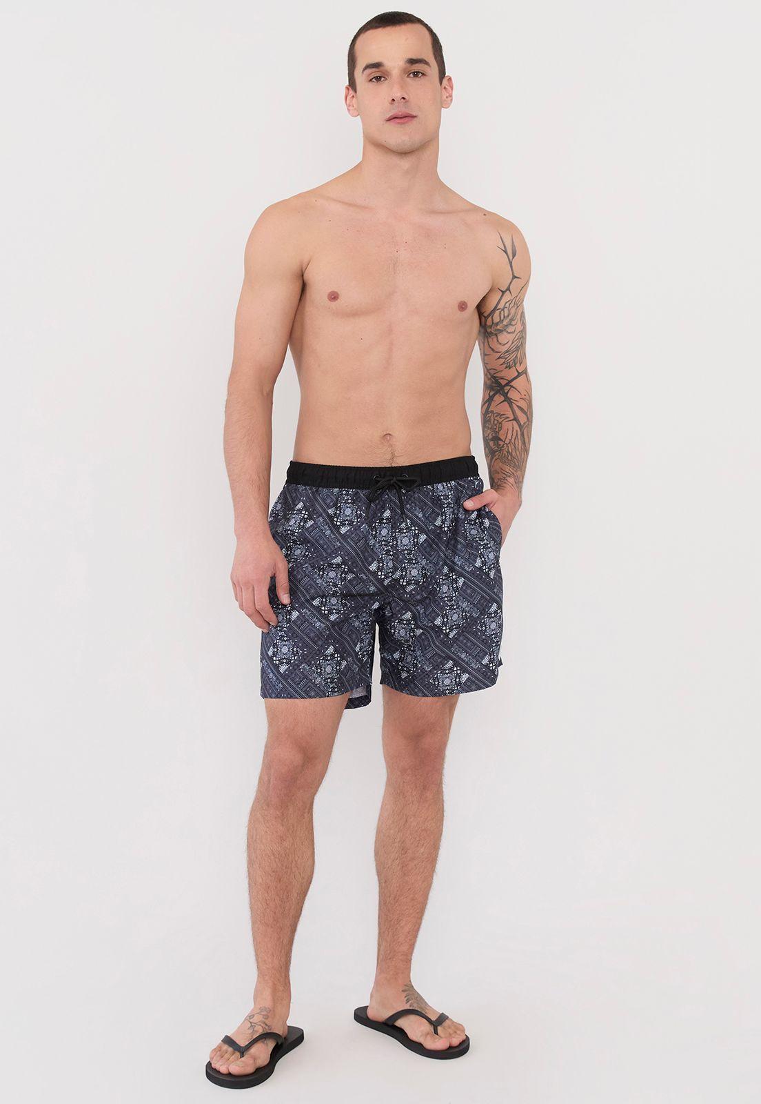 Traje de Baño Hombre Full Print Negro Corona-0