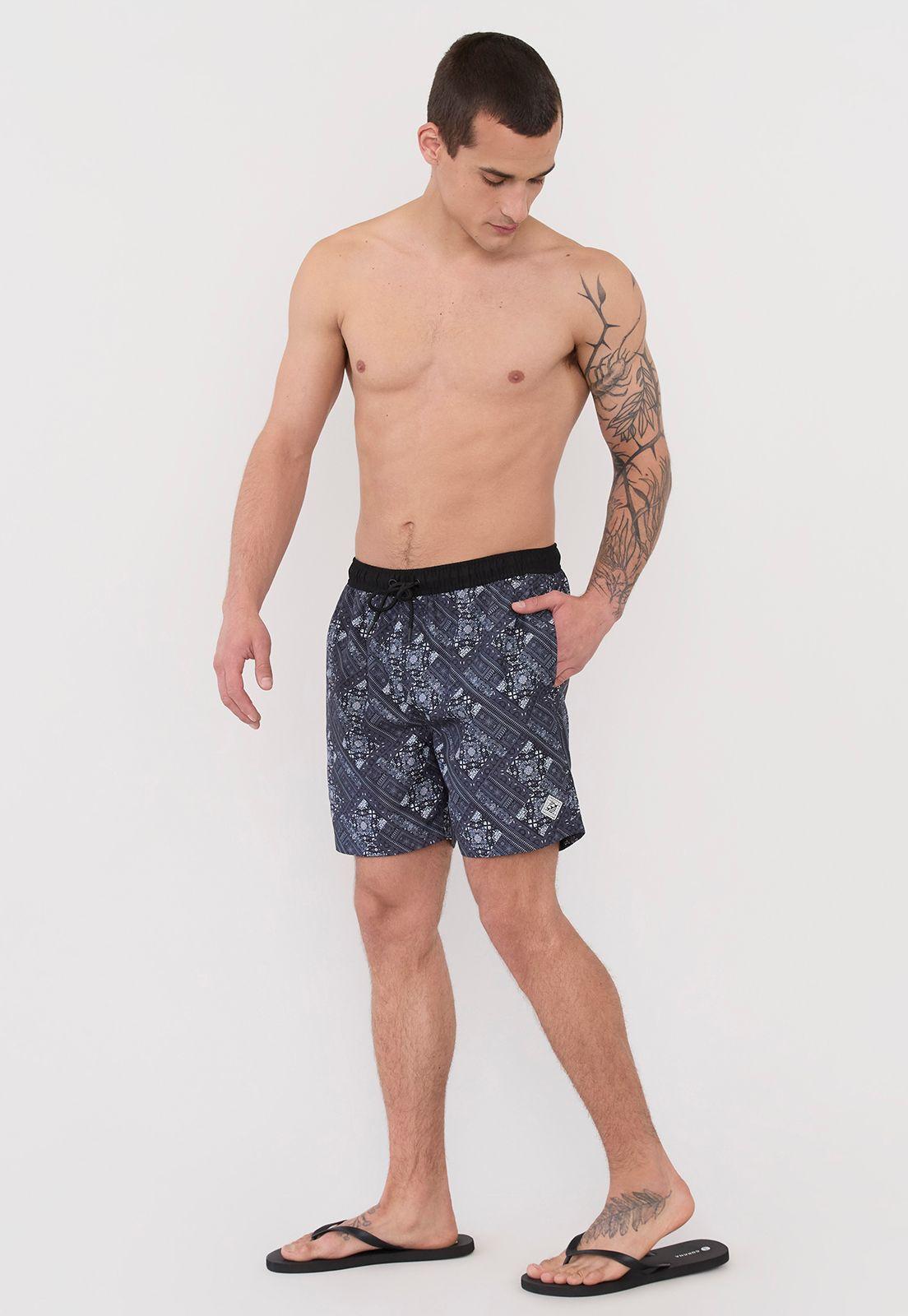 Traje de Baño Hombre Full Print Negro Corona-3