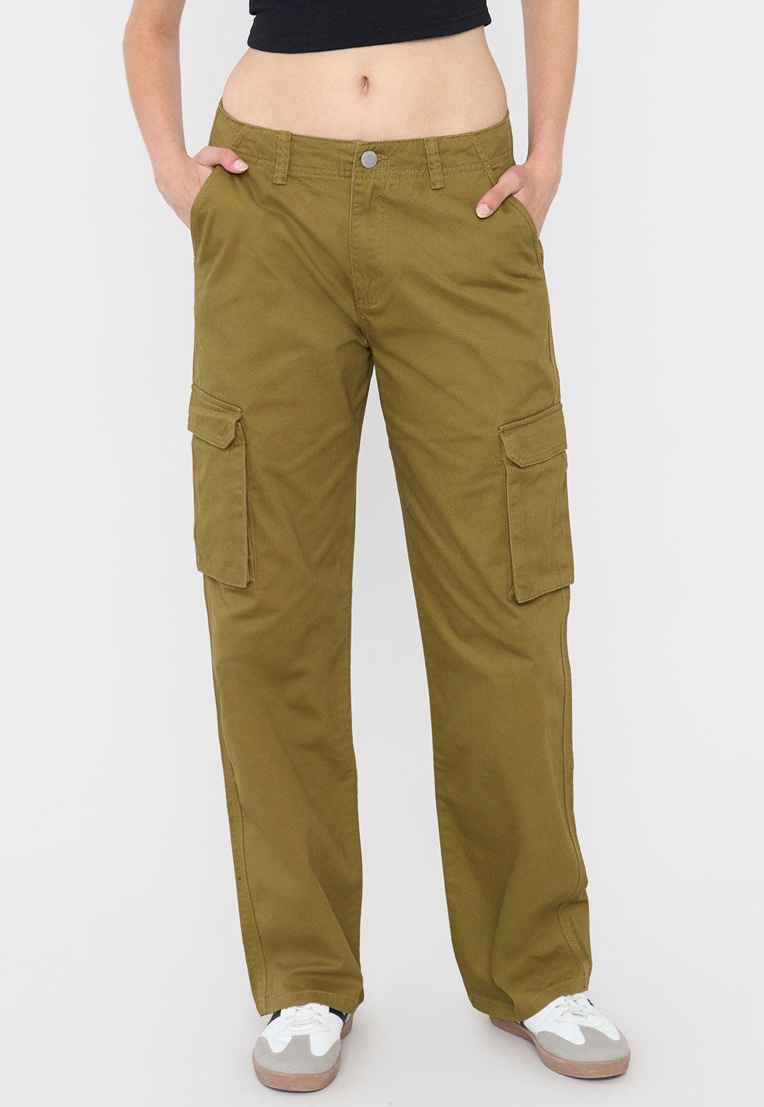 Pantalón Mujer Cargo Color Verde Corona-1
