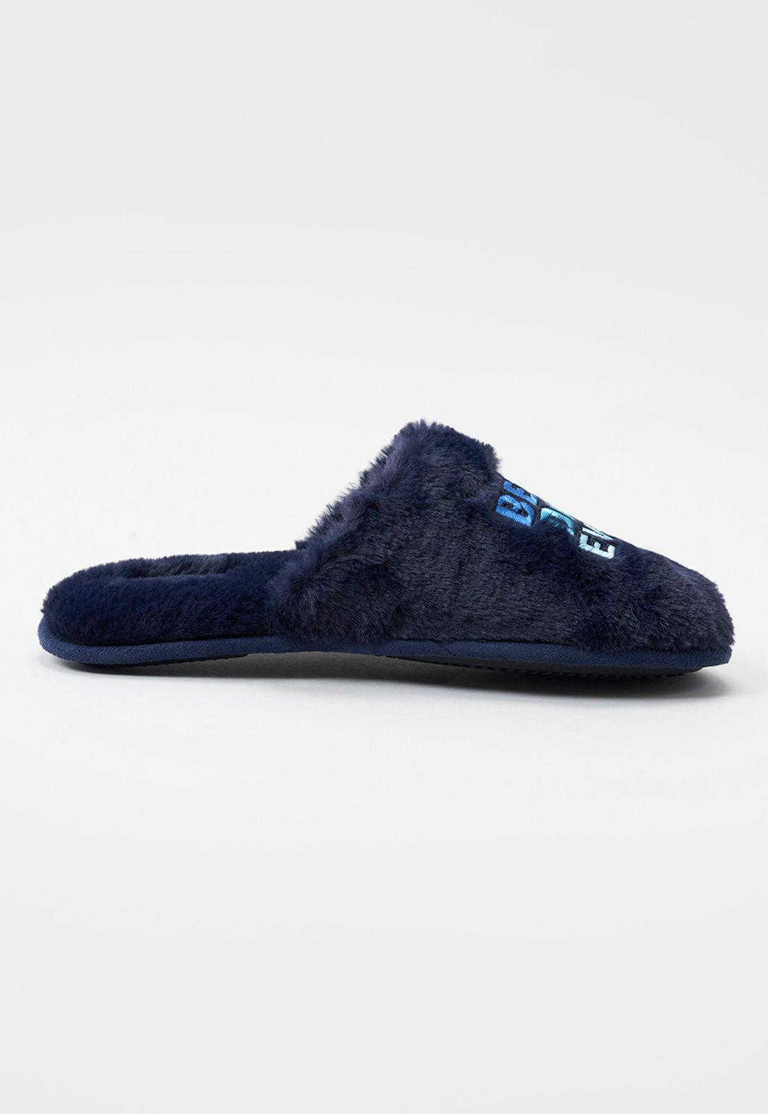 Pantuflas Hombre Bordado Best Dad Azul Corona-1