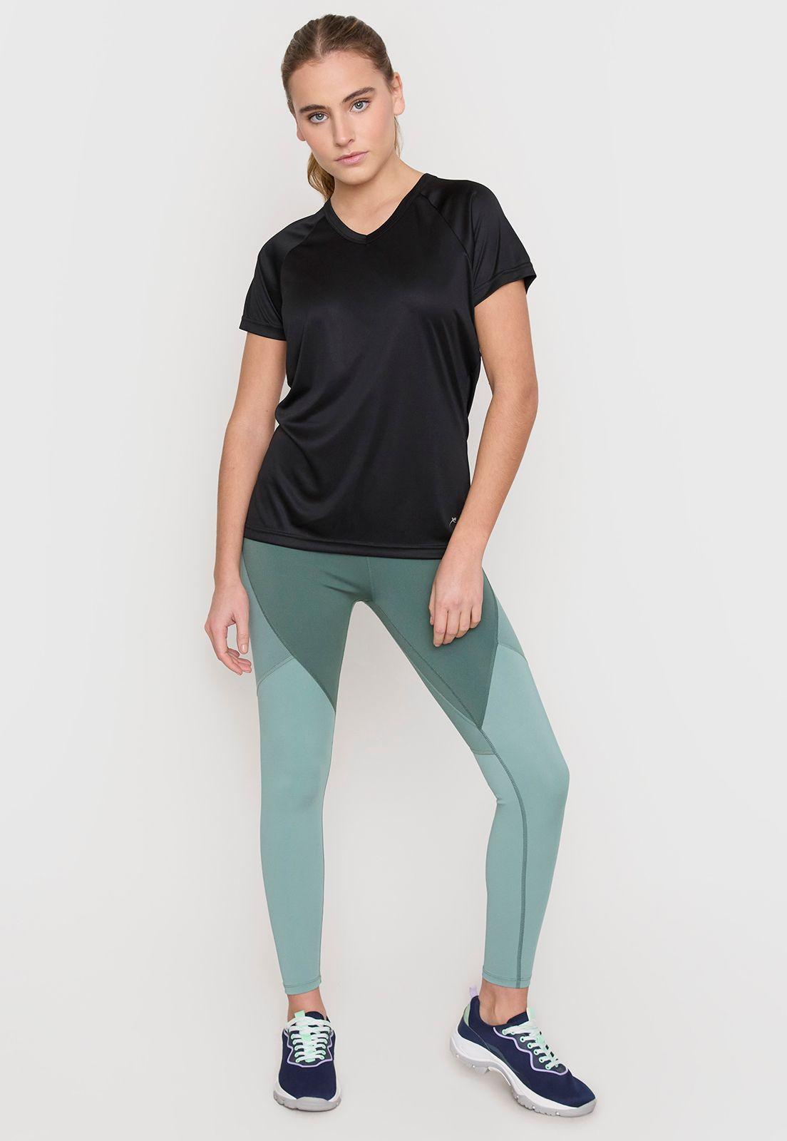 Polera Mujer Deportiva Poliéster Negro V-Neck Corona-3