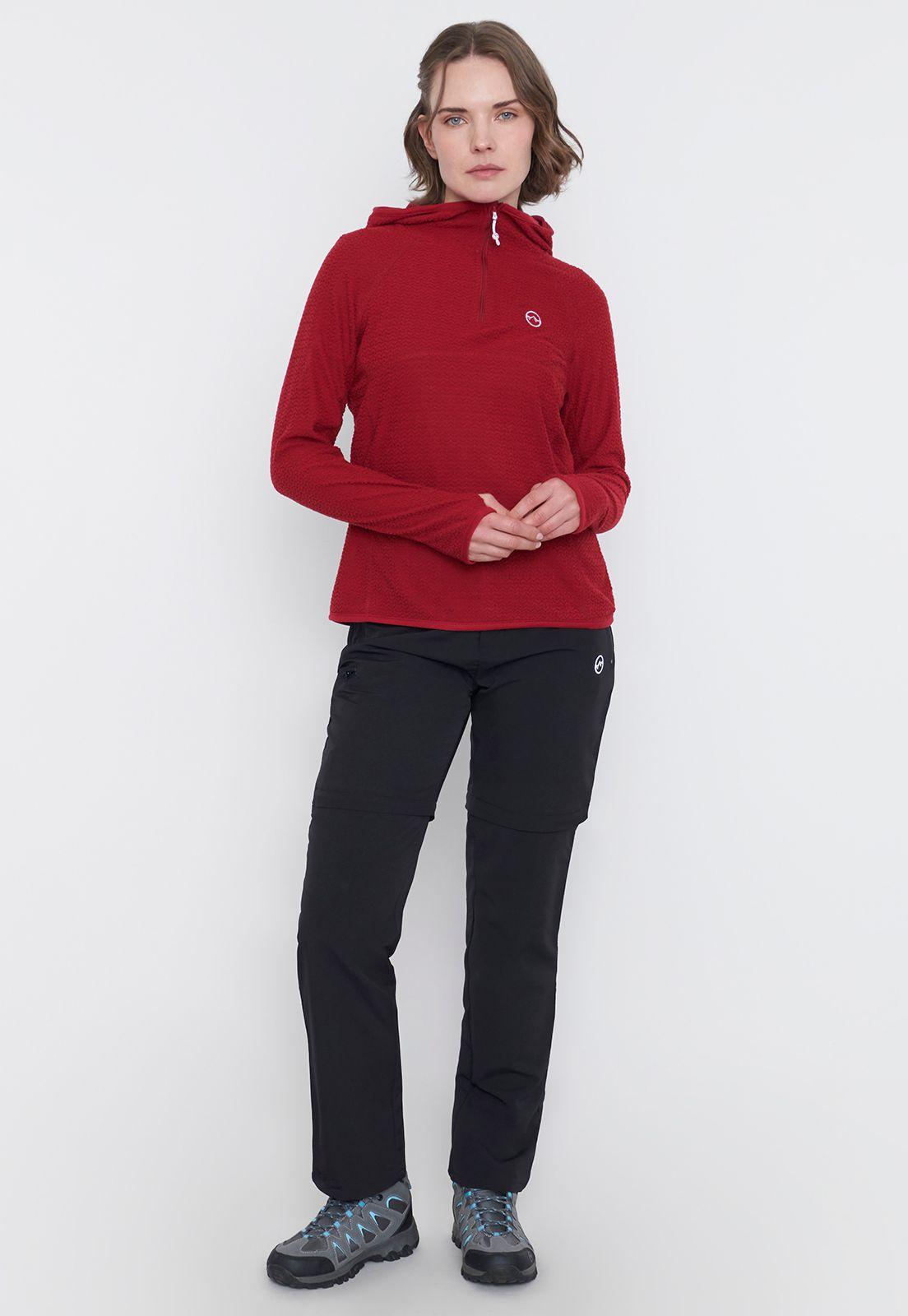 Polerón Outdoor Mujer Waffle Color Burdeo Corona-3