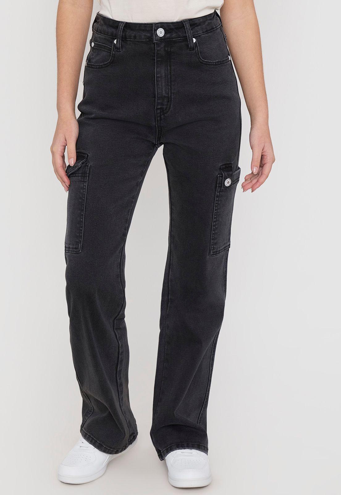 Jeans Niña Color Cargo Negro Corona-1