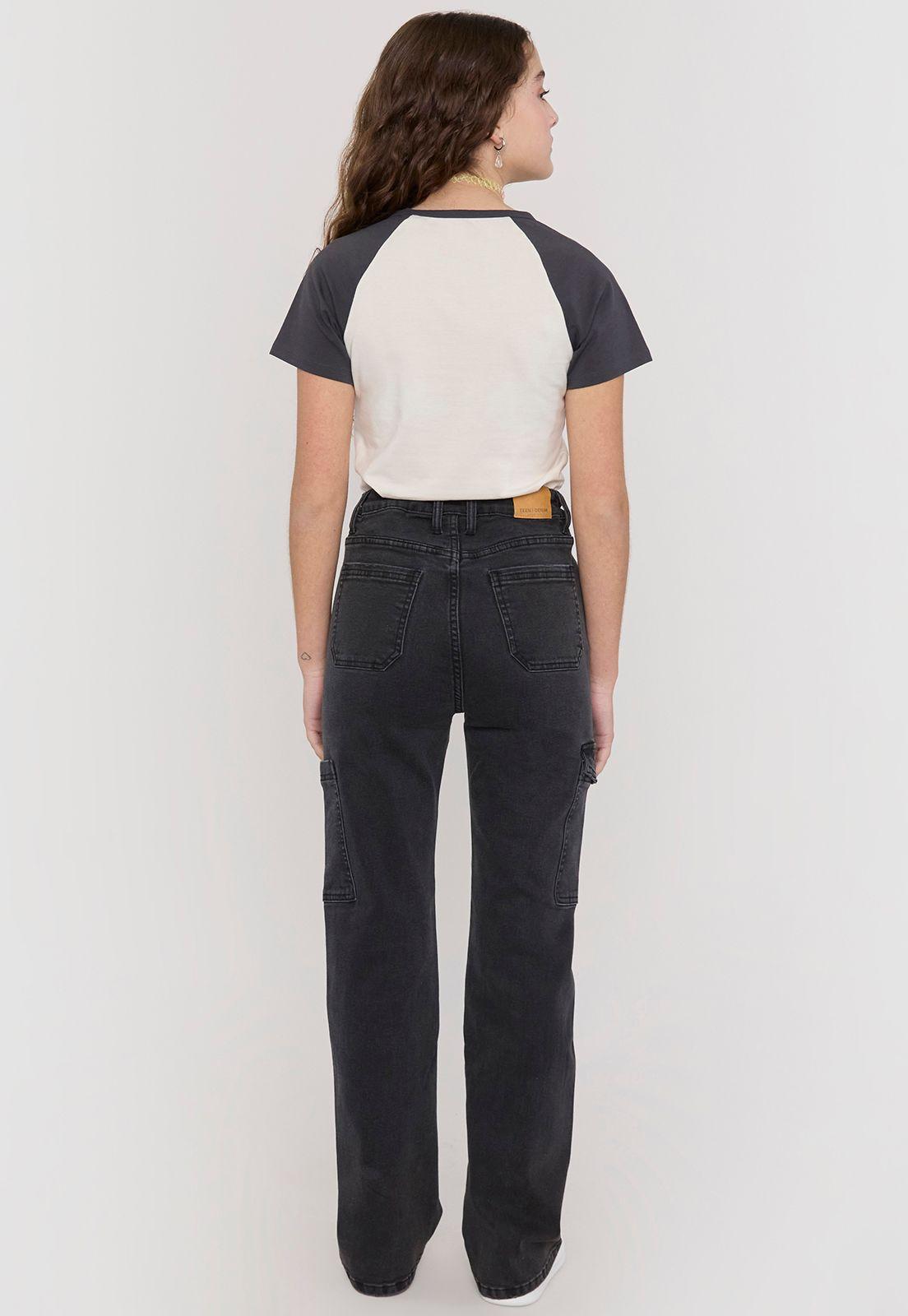Jeans Niña Color Cargo Negro Corona-2