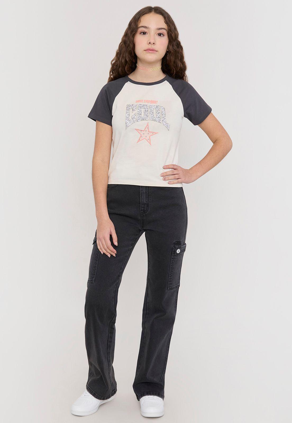 Jeans Niña Color Cargo Negro Corona-3