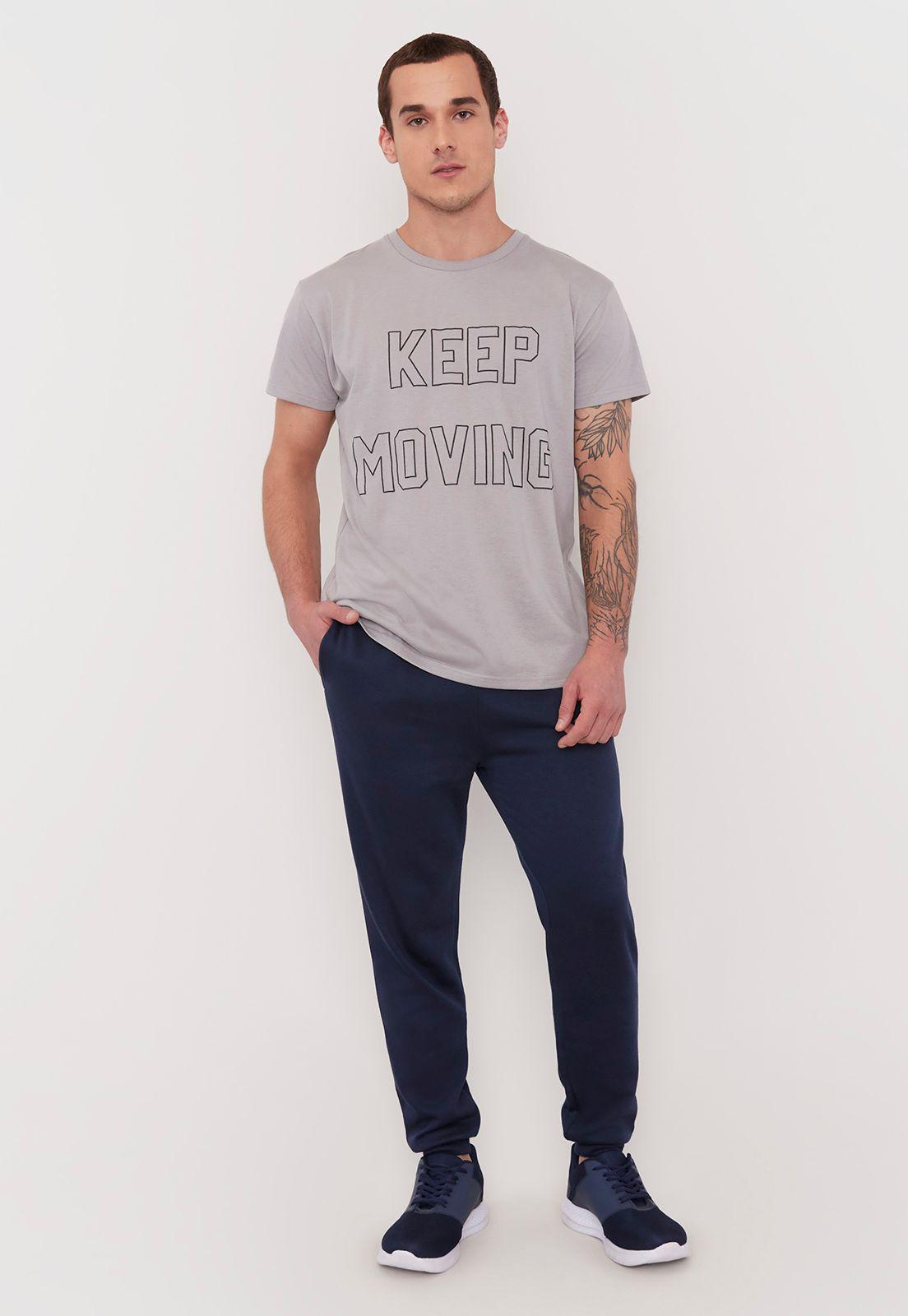 Polera Hombre Deportiva Fun Lettering Poliéster  Reciclado Gris Corona-3
