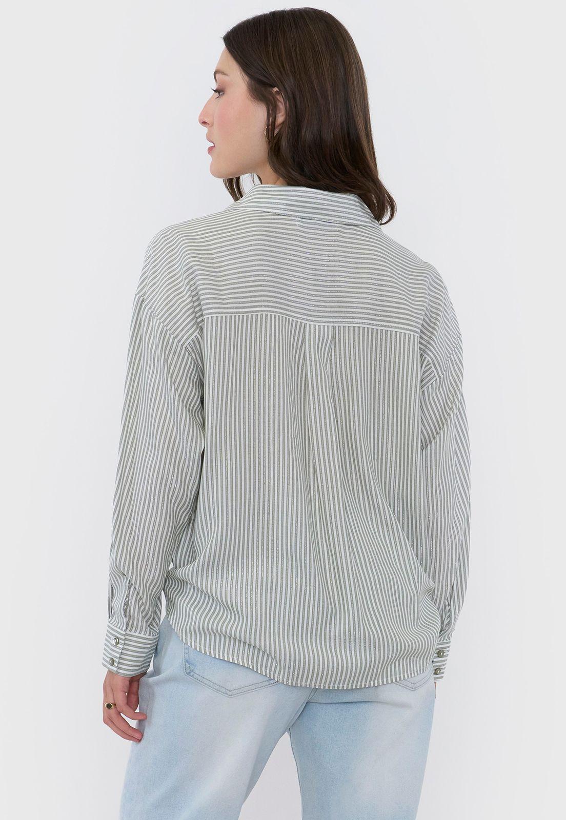 Blusa Mujer Cuello Camisero Lurex Verde Corona-1